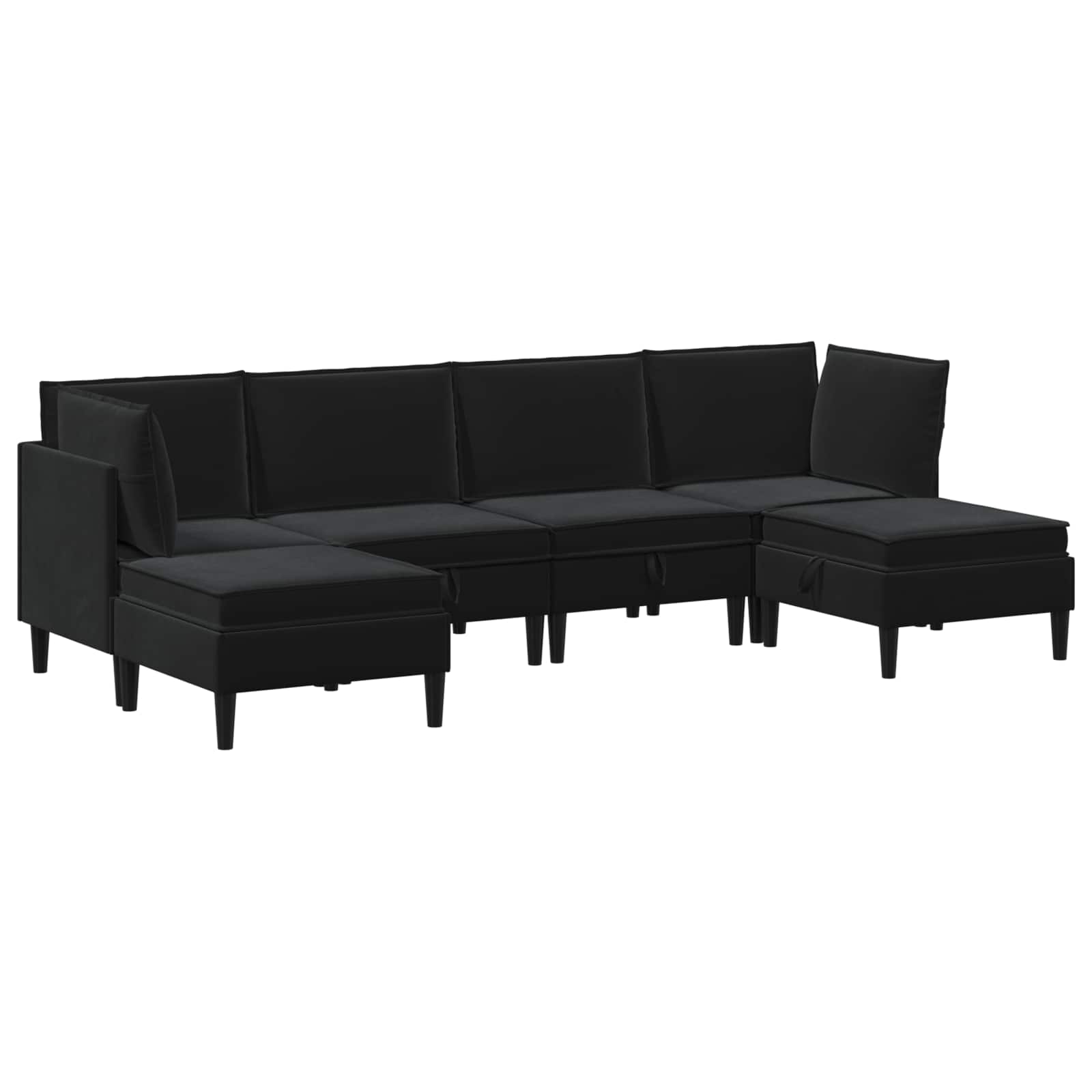 Set namještaja za dnevni boravak s jastukom 6 pcs Crna Baršun