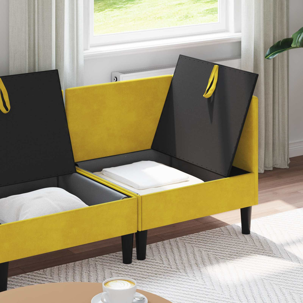 Set namještaja za dnevni boravak s jastukom 3 pcs Žuta Baršun
