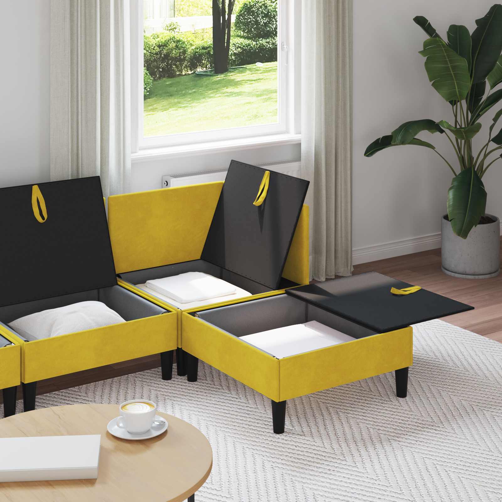 Set namještaja za dnevni boravak s jastukom 4 pcs Žuta Baršun
