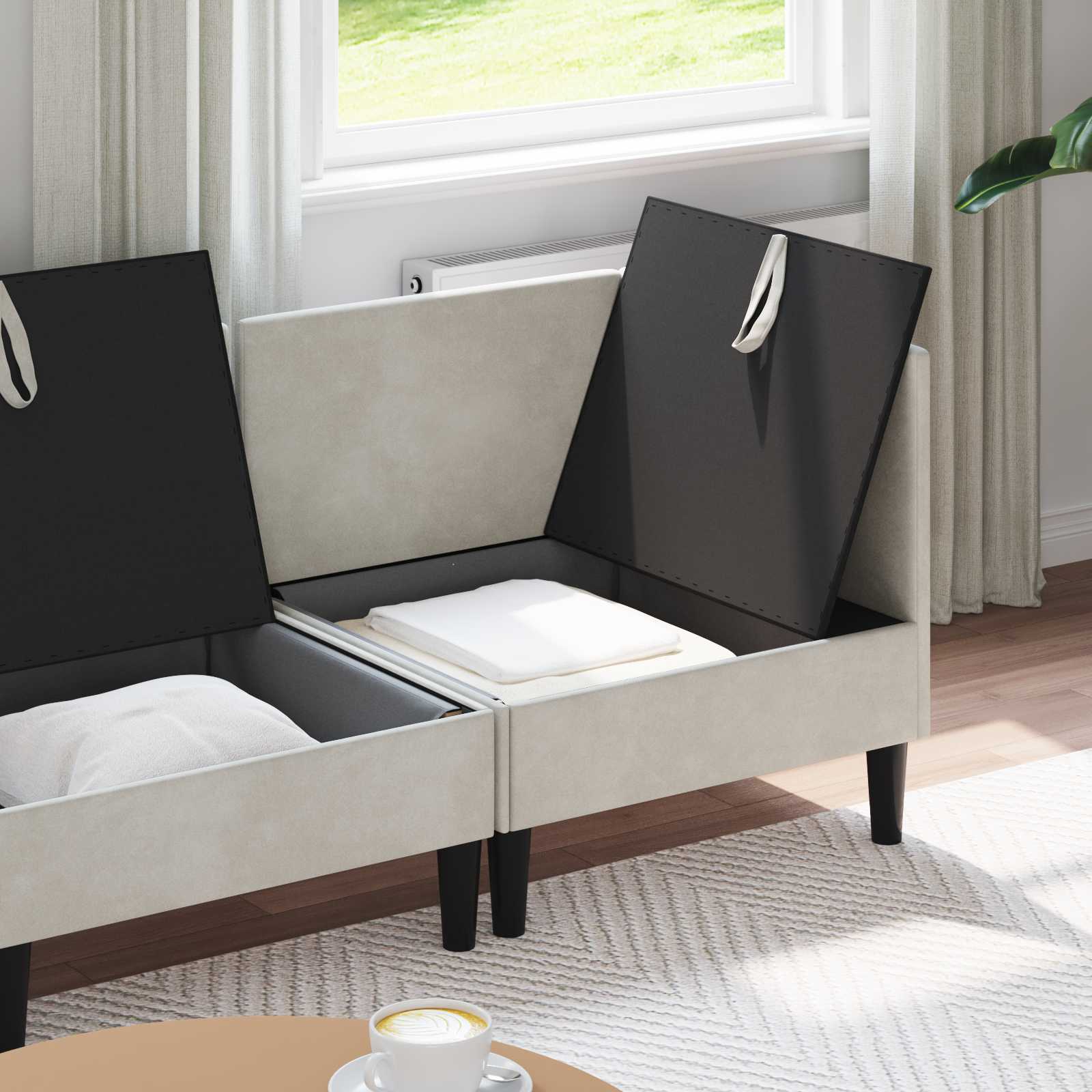 Set namještaja za dnevni boravak s jastukom 3 pcs Krem Baršun