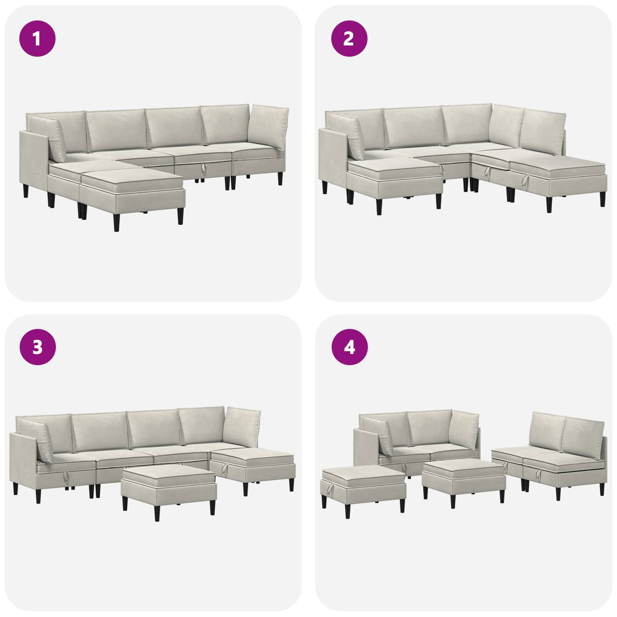 Set namještaja za dnevni boravak s jastukom 6 pcs Krem Baršun