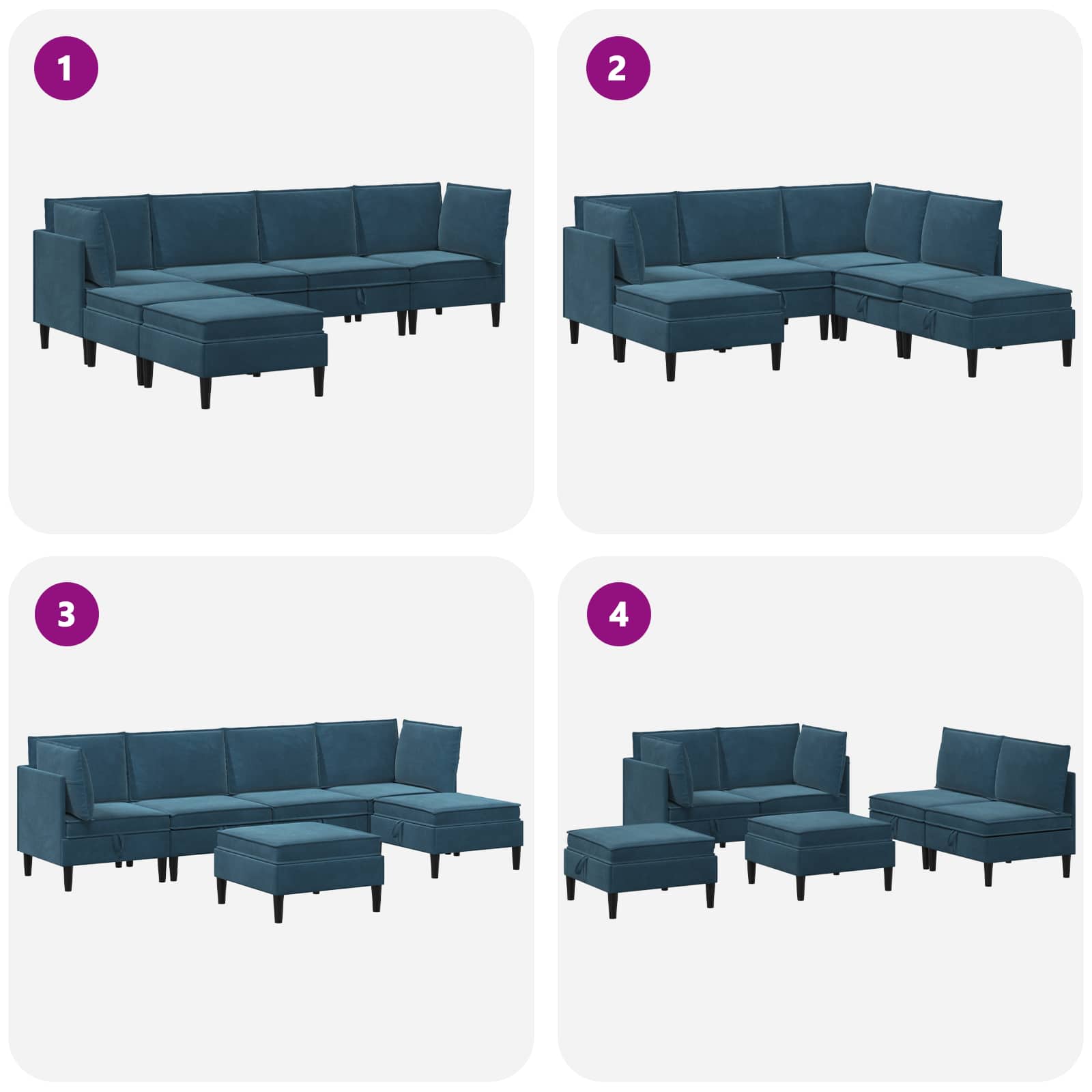Set namještaja za dnevni boravak s jastukom 6 pcs Plava Baršun