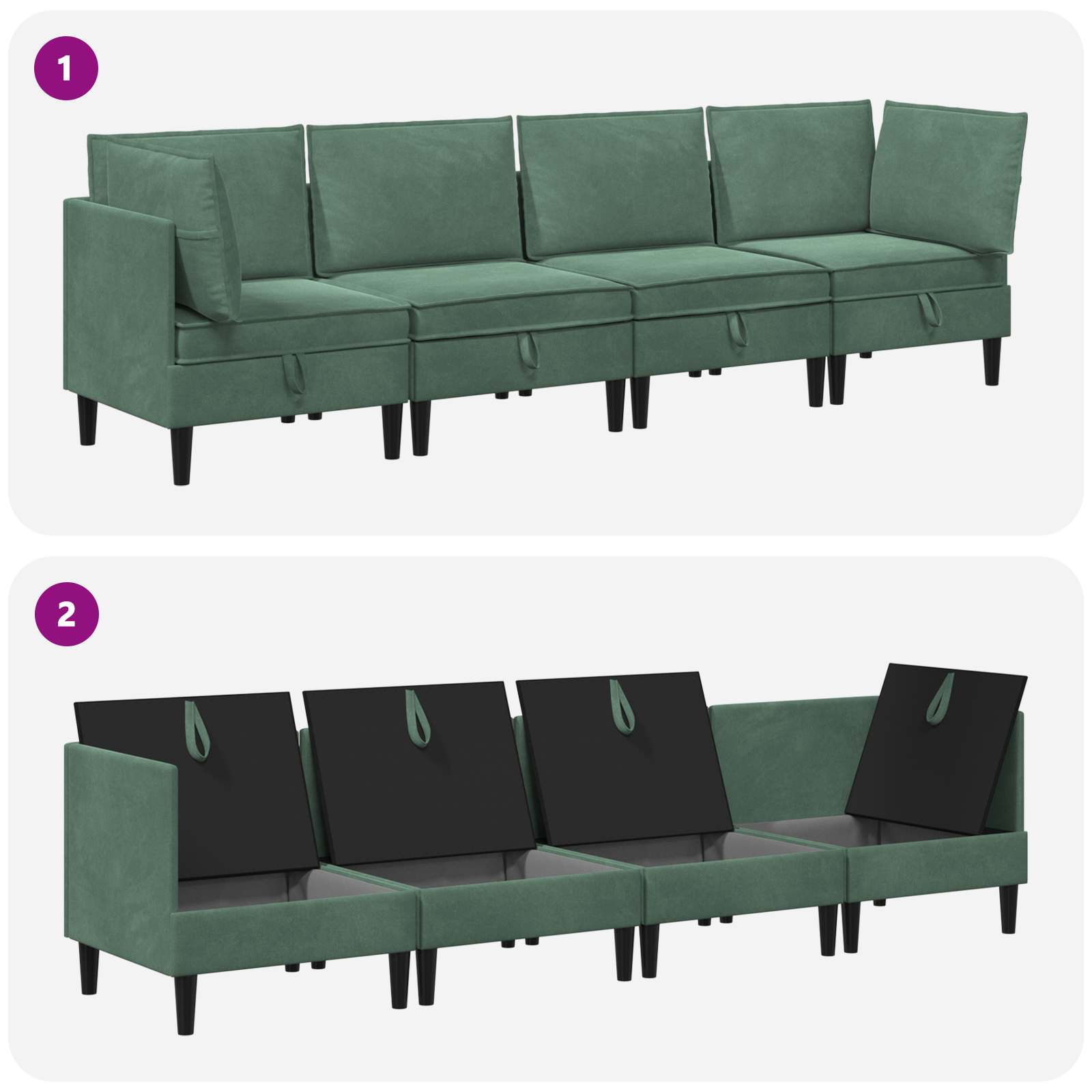 Set namještaja za dnevni boravak 4 pcs Morska zelena Baršun