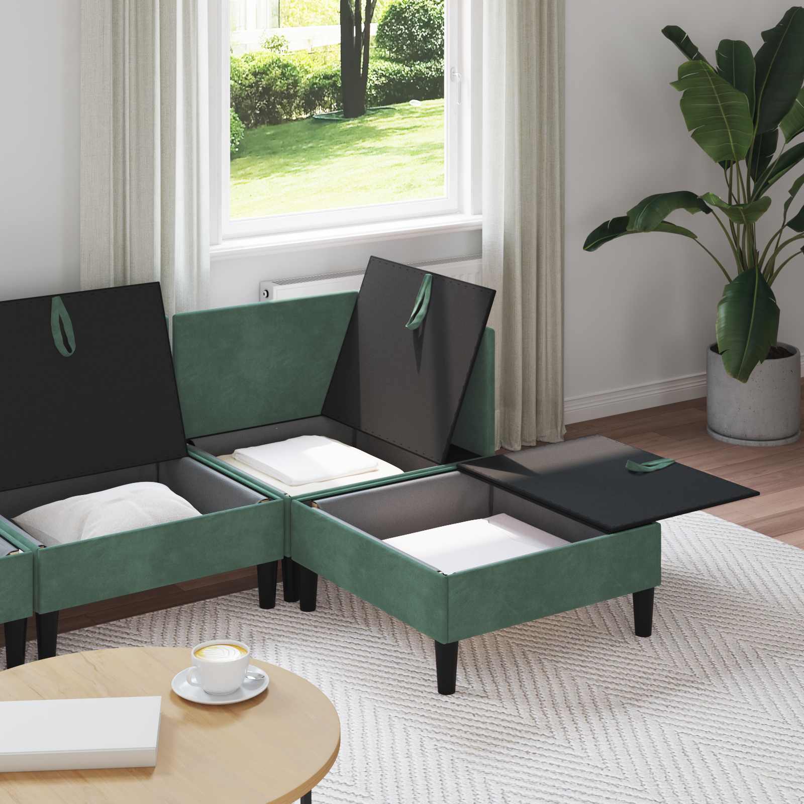 Set namještaja za dnevni boravak 4 pcs Morska zelena Baršun