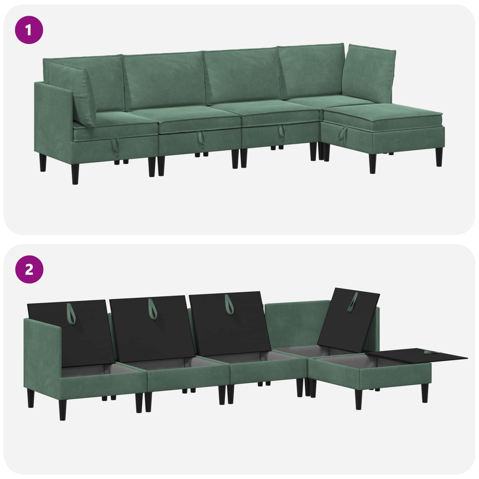 Set namještaja za dnevni boravak 5 pcs Morska zelena Baršun