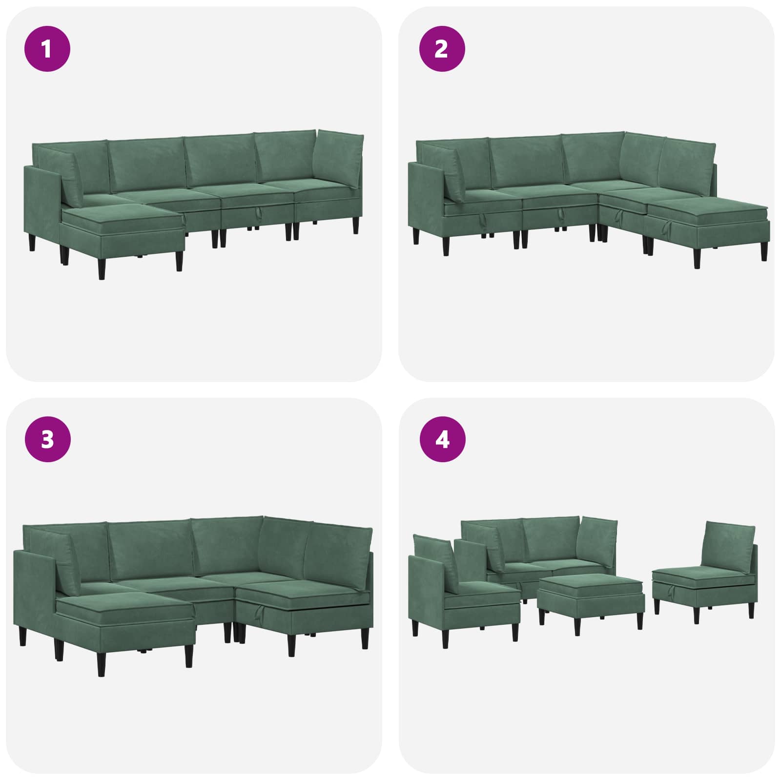 Set namještaja za dnevni boravak 5 pcs Morska zelena Baršun