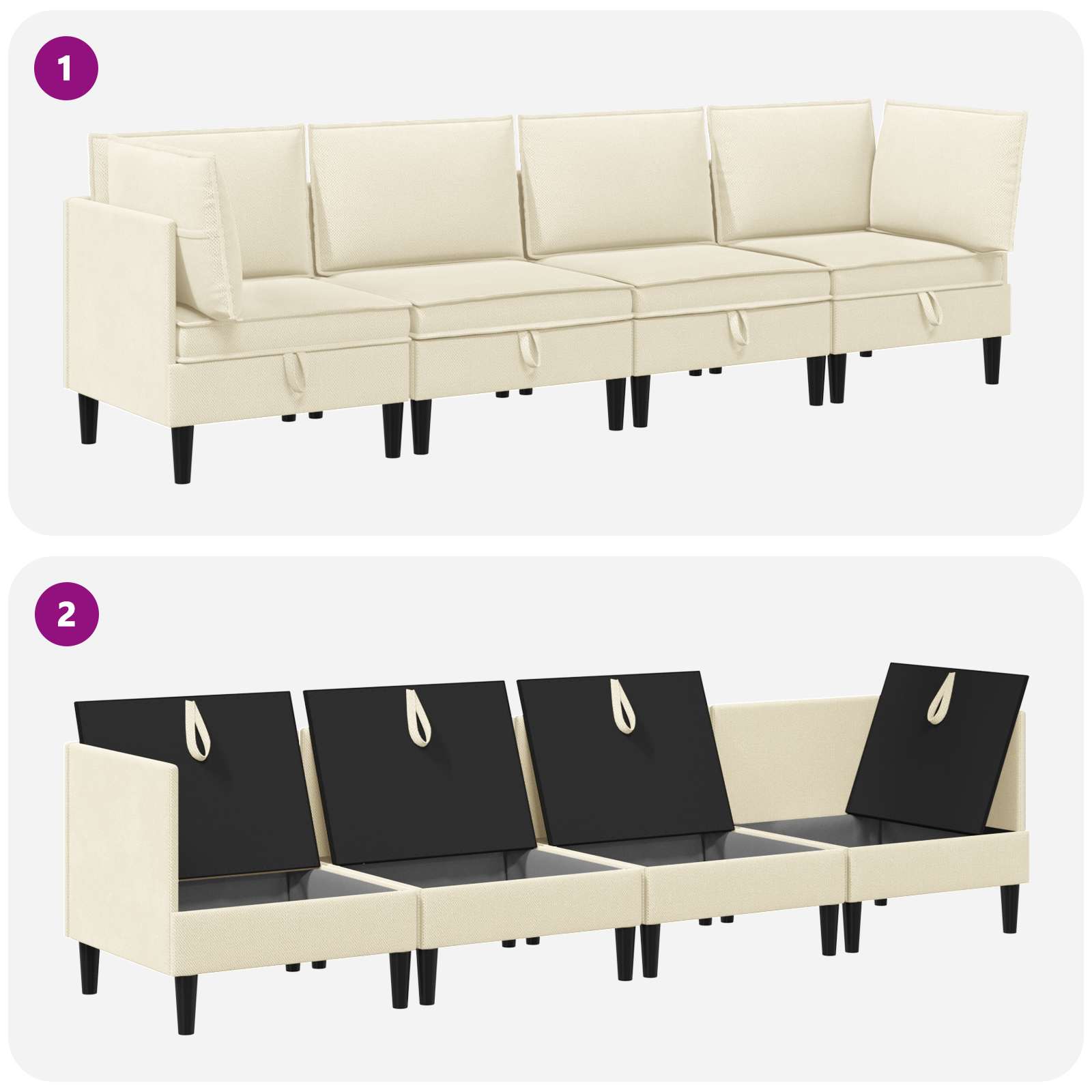 Set namještaja za dnevni boravak 4 pcs Krem Tkanina