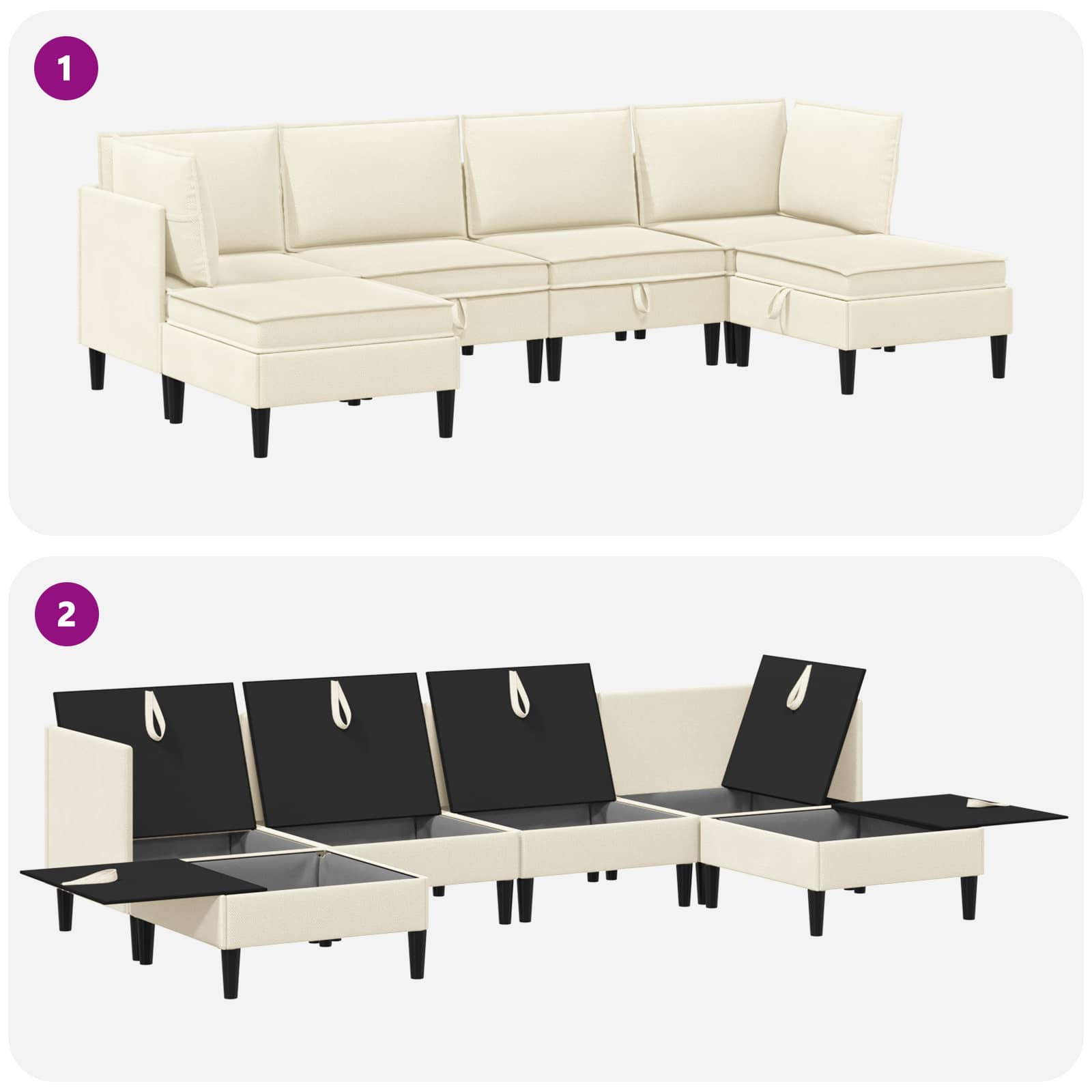 Set namještaja za dnevni boravak 6 pcs Krem Tkanina