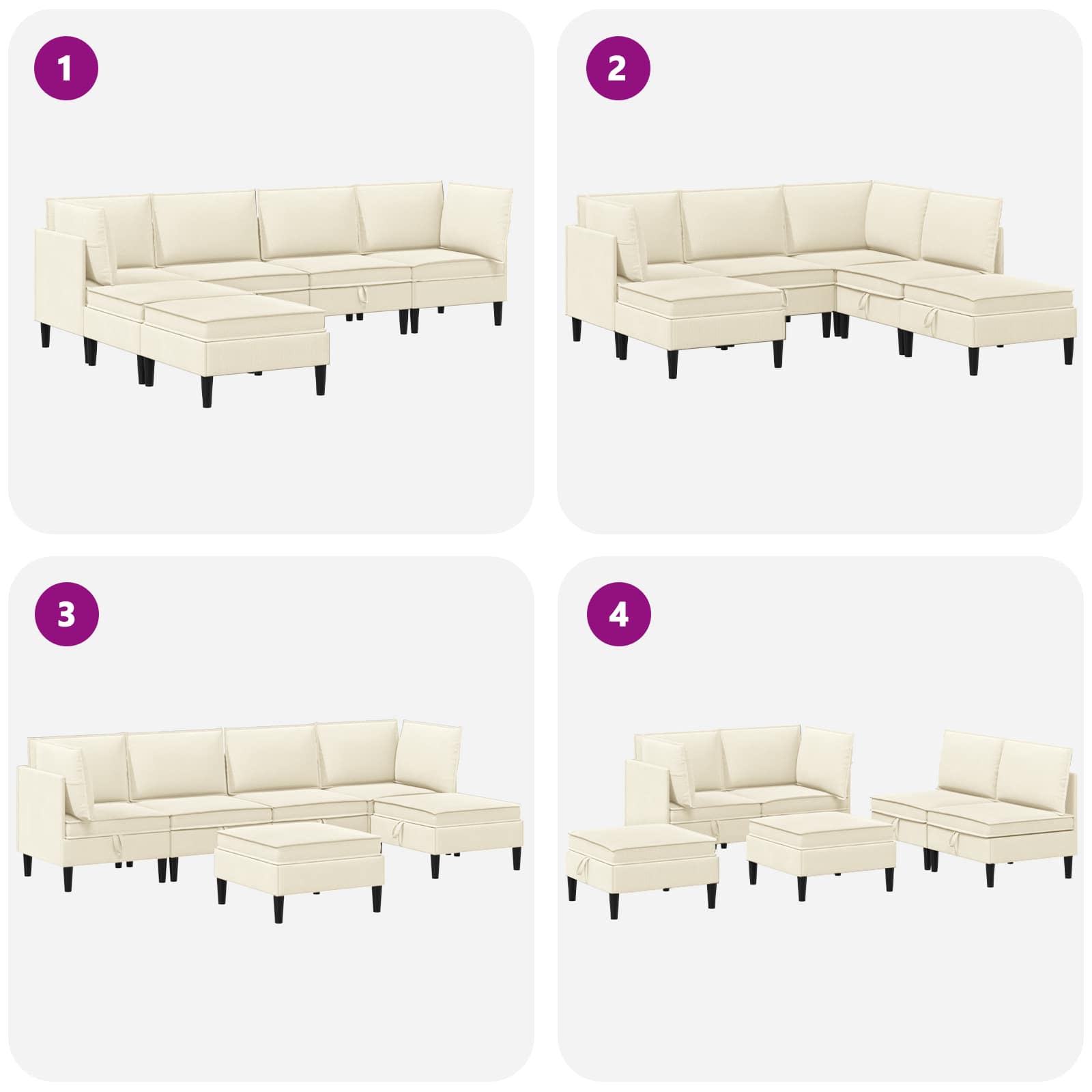 Set namještaja za dnevni boravak 6 pcs Krem Tkanina