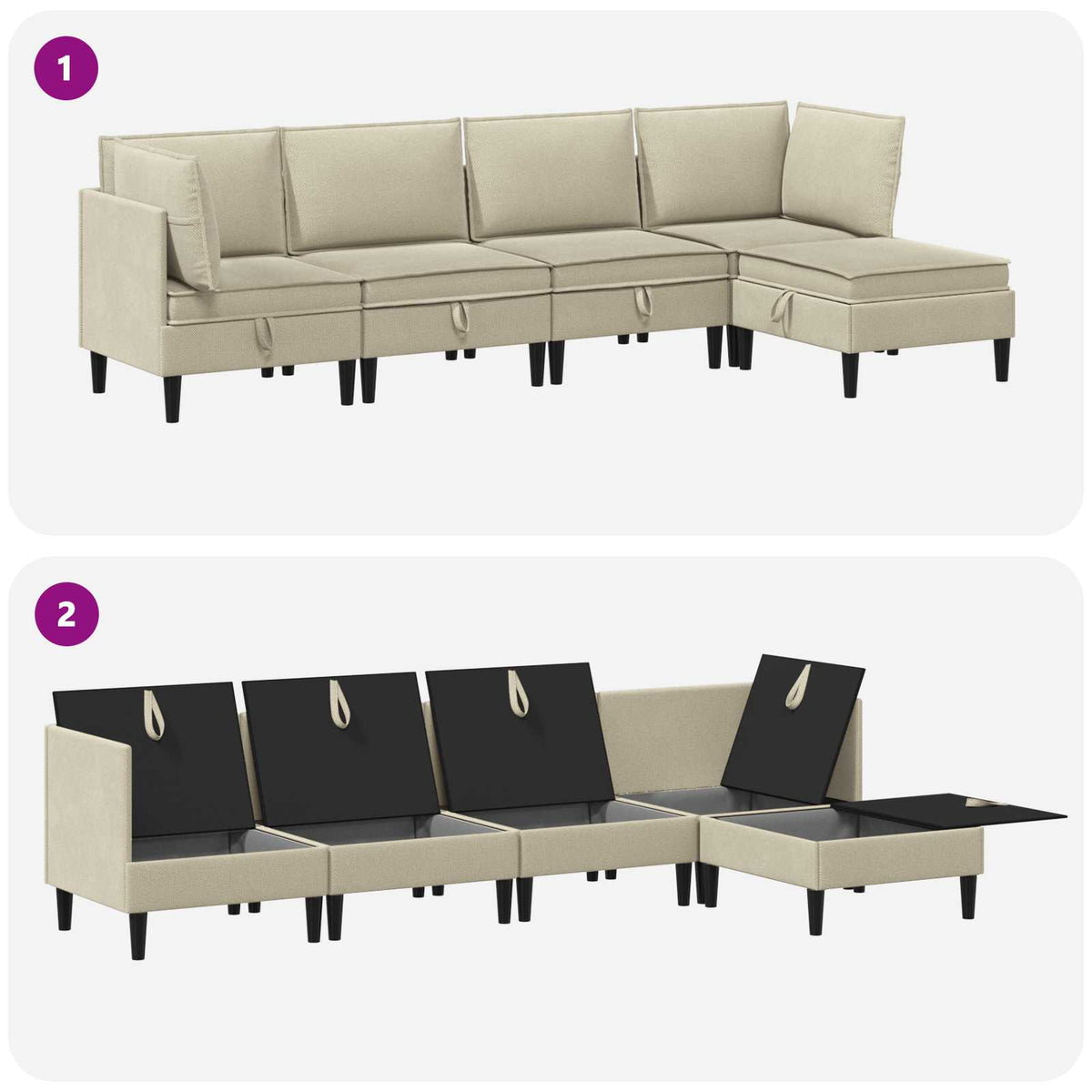 Set namještaja za dnevni boravak 5 pcs Pijesak Tkanina