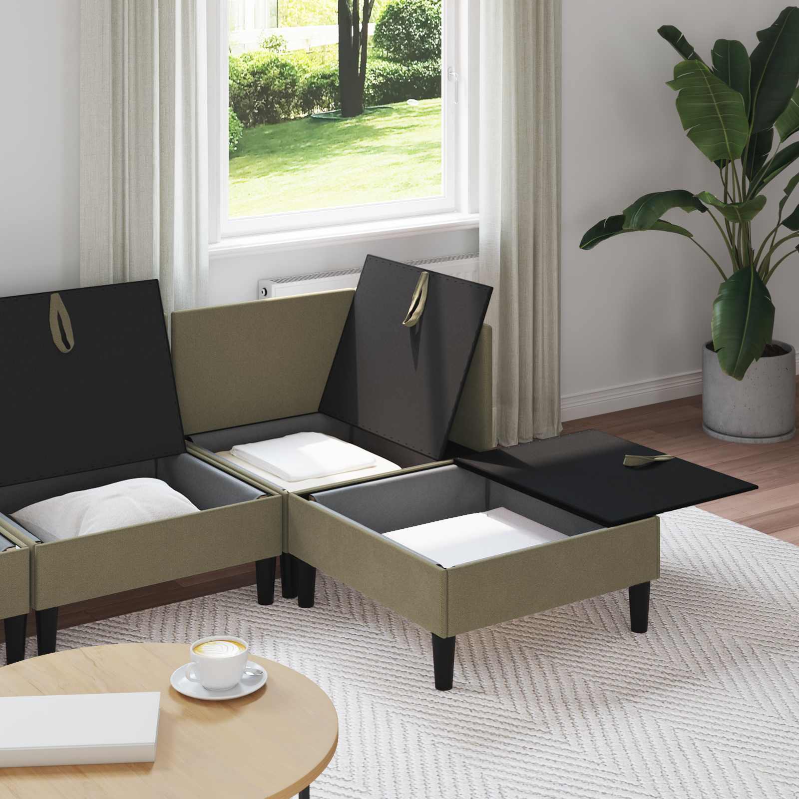 Set namještaja za dnevni boravak 4 pcs Kaki Tkanina