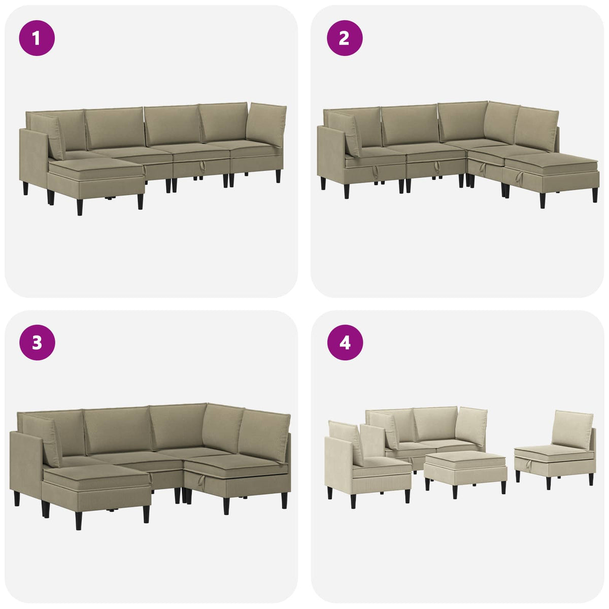Set namještaja za dnevni boravak 5 pcs Kaki Tkanina