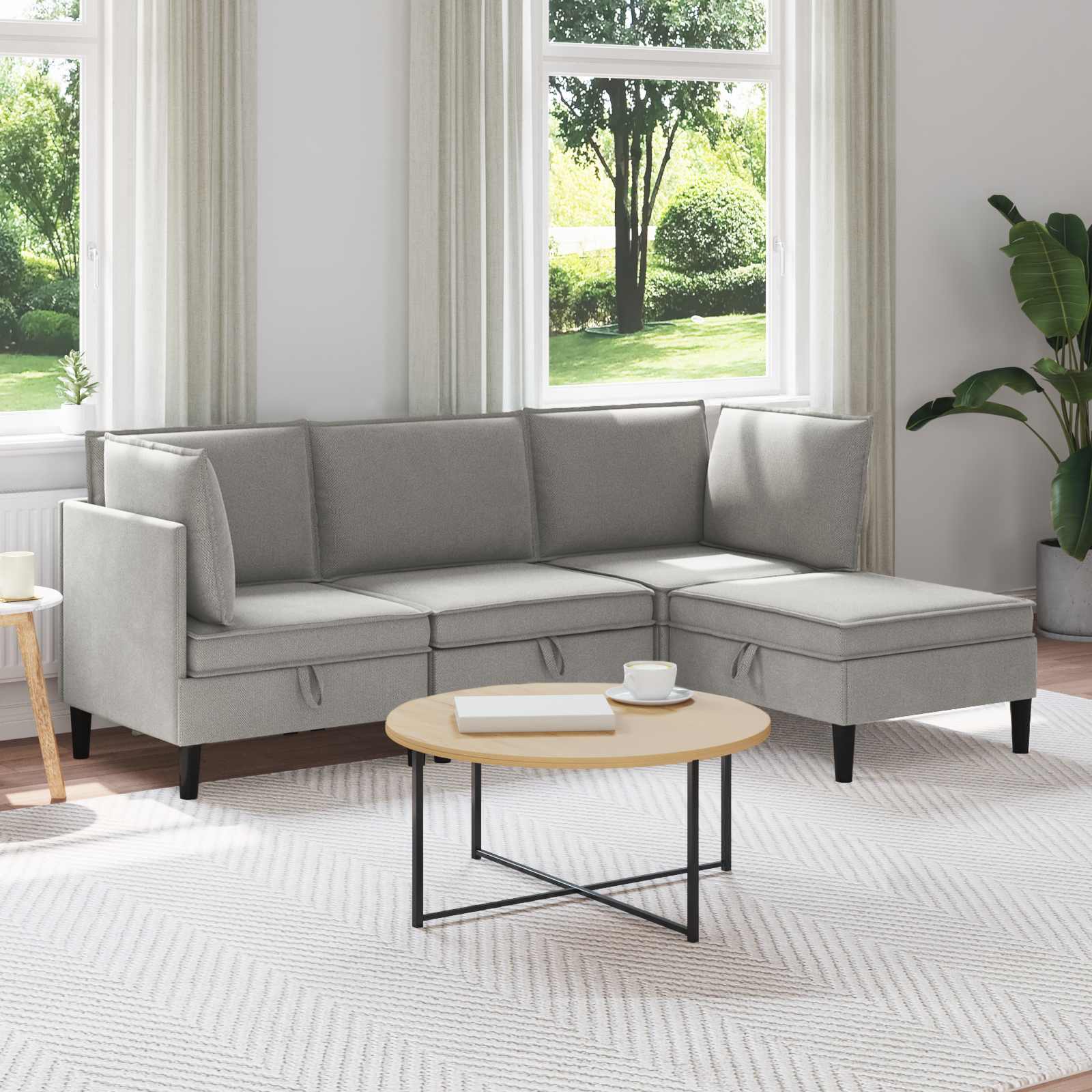 Set namještaja za dnevni boravak 4 pcs Svjetlosiva Tkanina