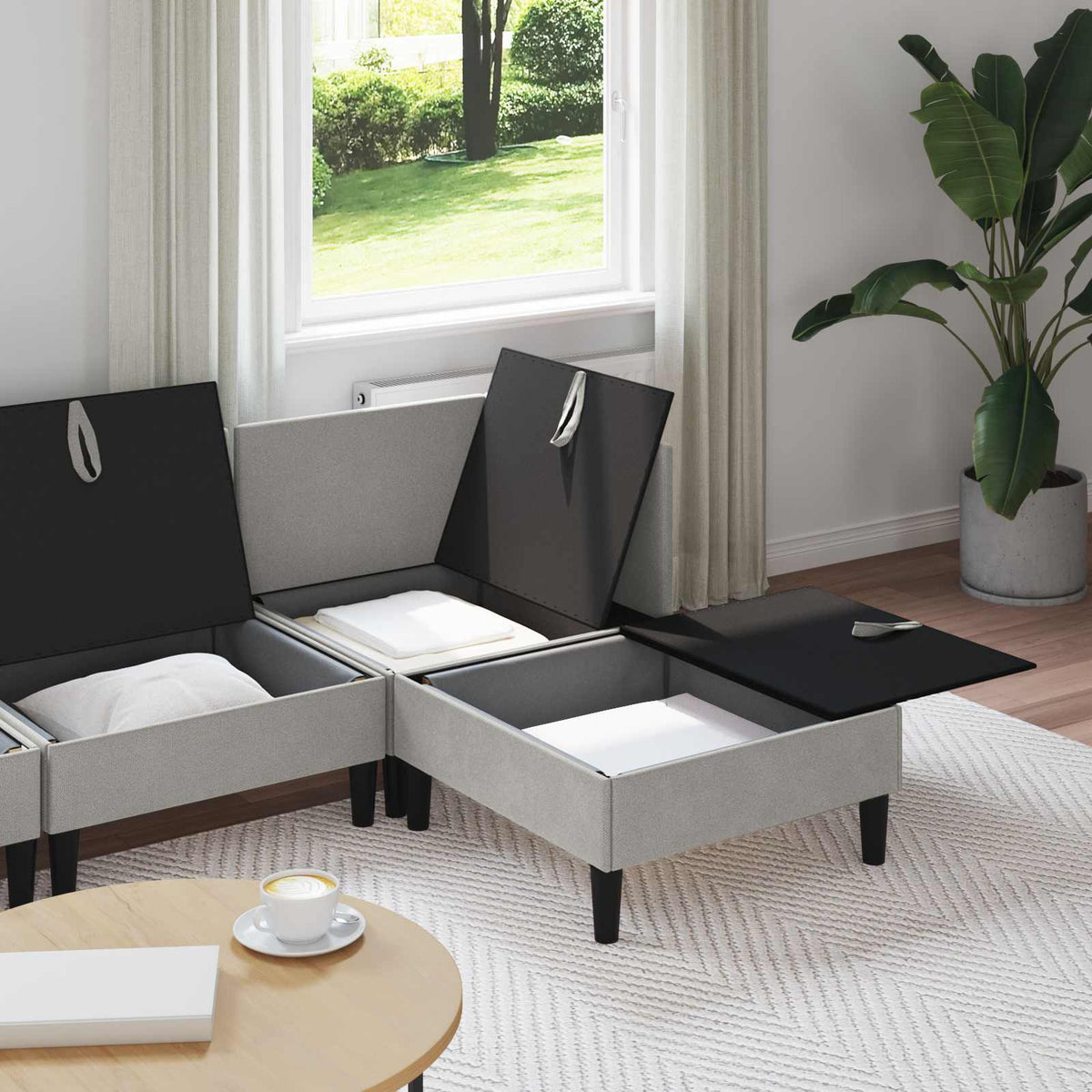 Set namještaja za dnevni boravak 4 pcs Svjetlosiva Tkanina
