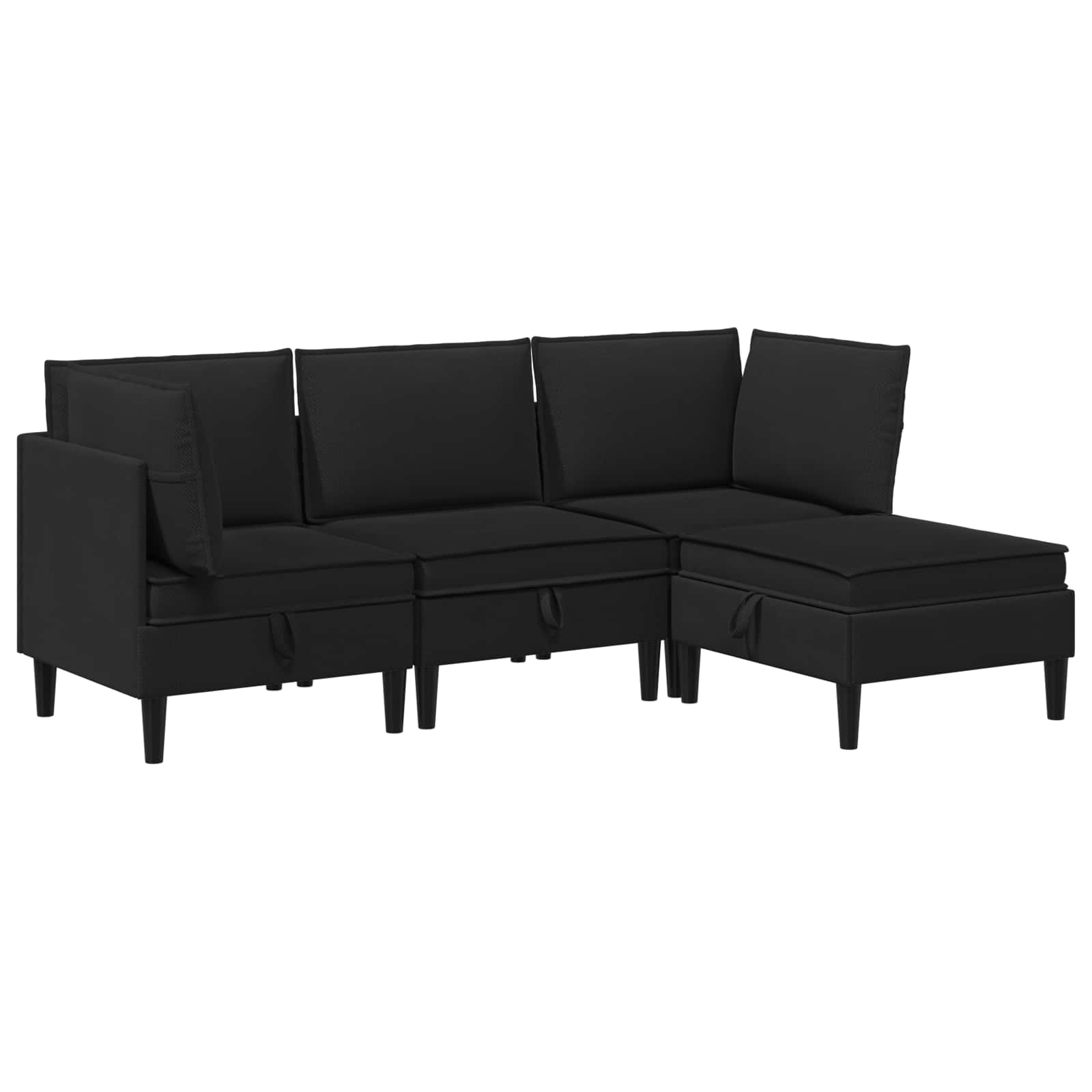 Set namještaja za dnevni boravak 4 pcs Crna Tkanina