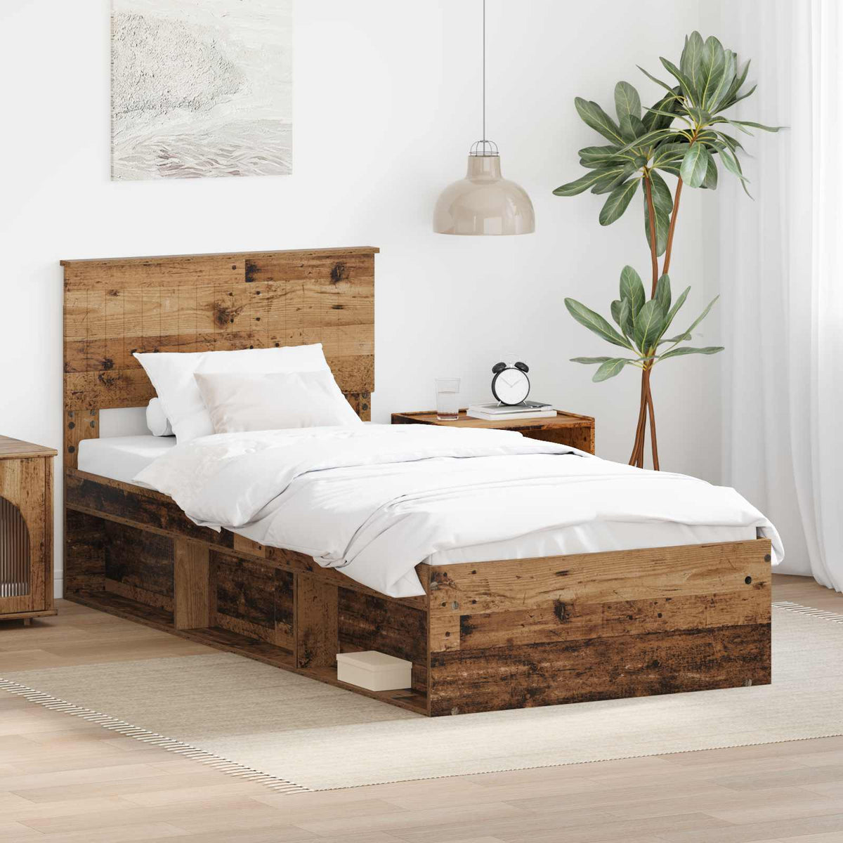Krevetna konstrukcija Staro drvo 90 x 190 cm Čvrsto borovo drvo