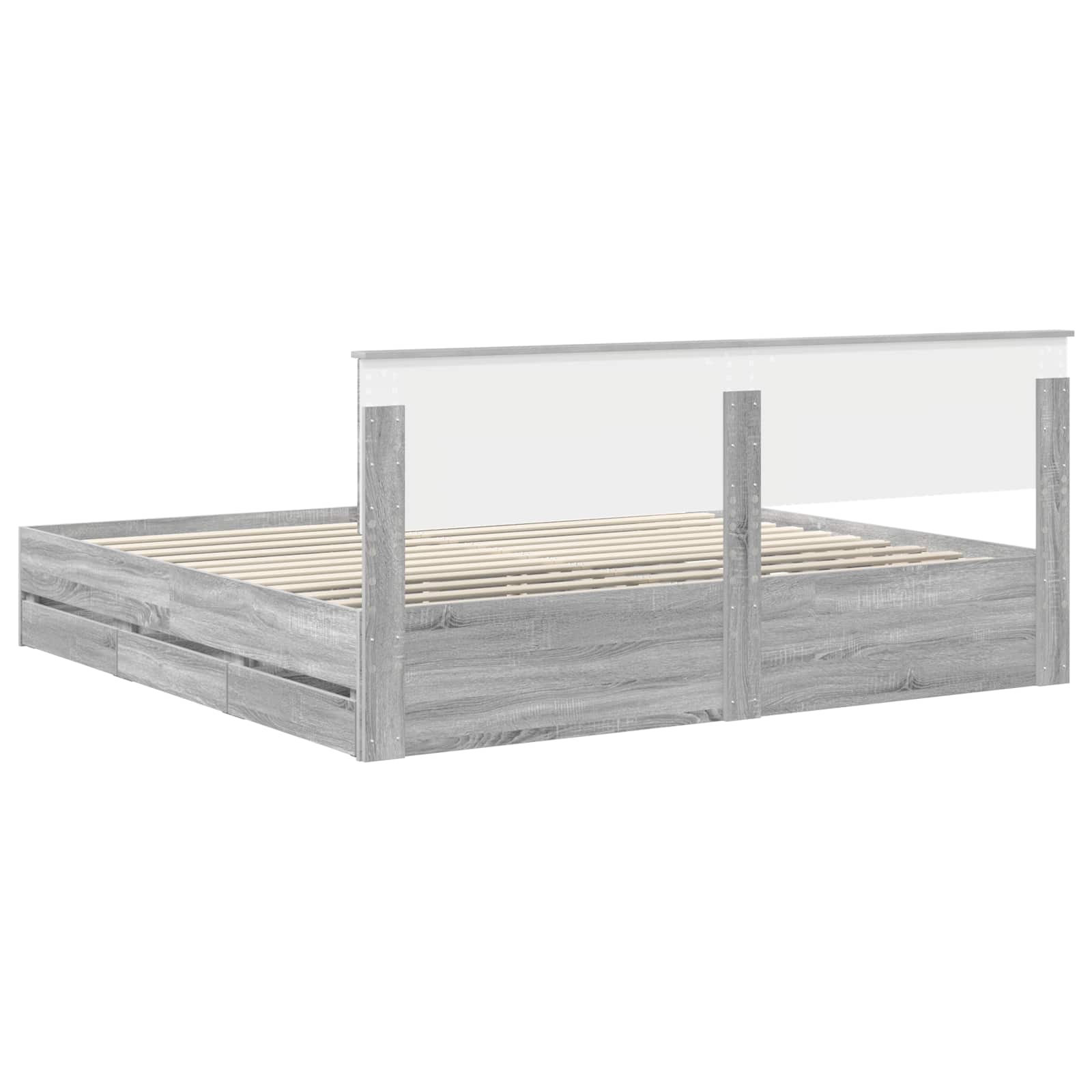 Krevetna konstrukcija Siva Sonoma 200 x 200 cm Inženjersko Drvo