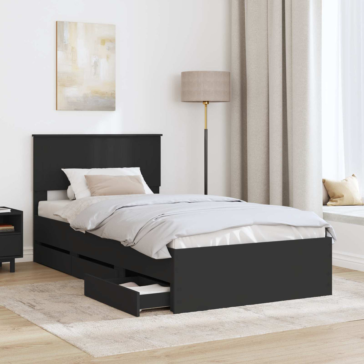 Krevetna konstrukcija Crna 100 x 200 cm Inženjersko Drvo