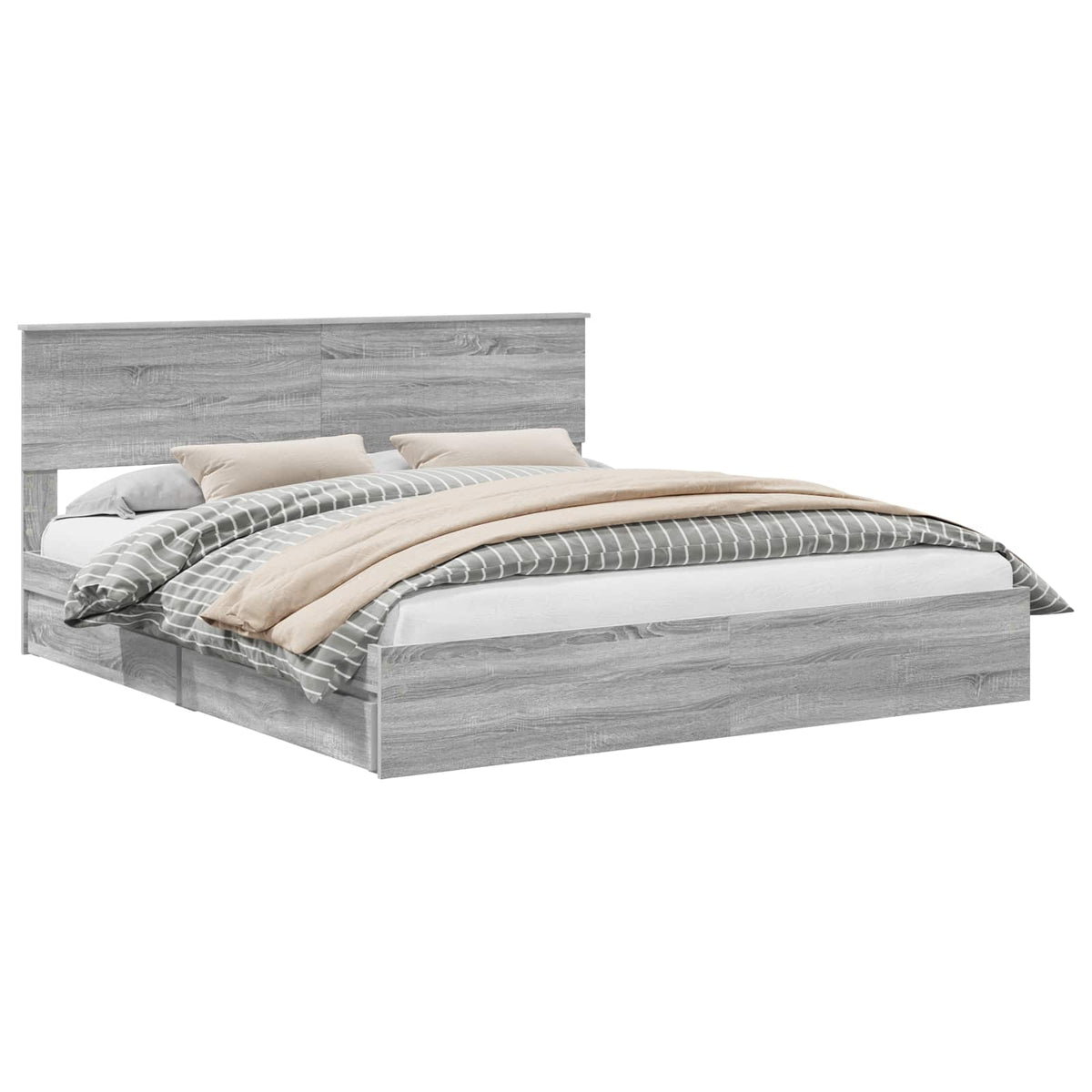 Krevet s od storage Siva Sonoma 180 x 200 cm Konstruirano drvo