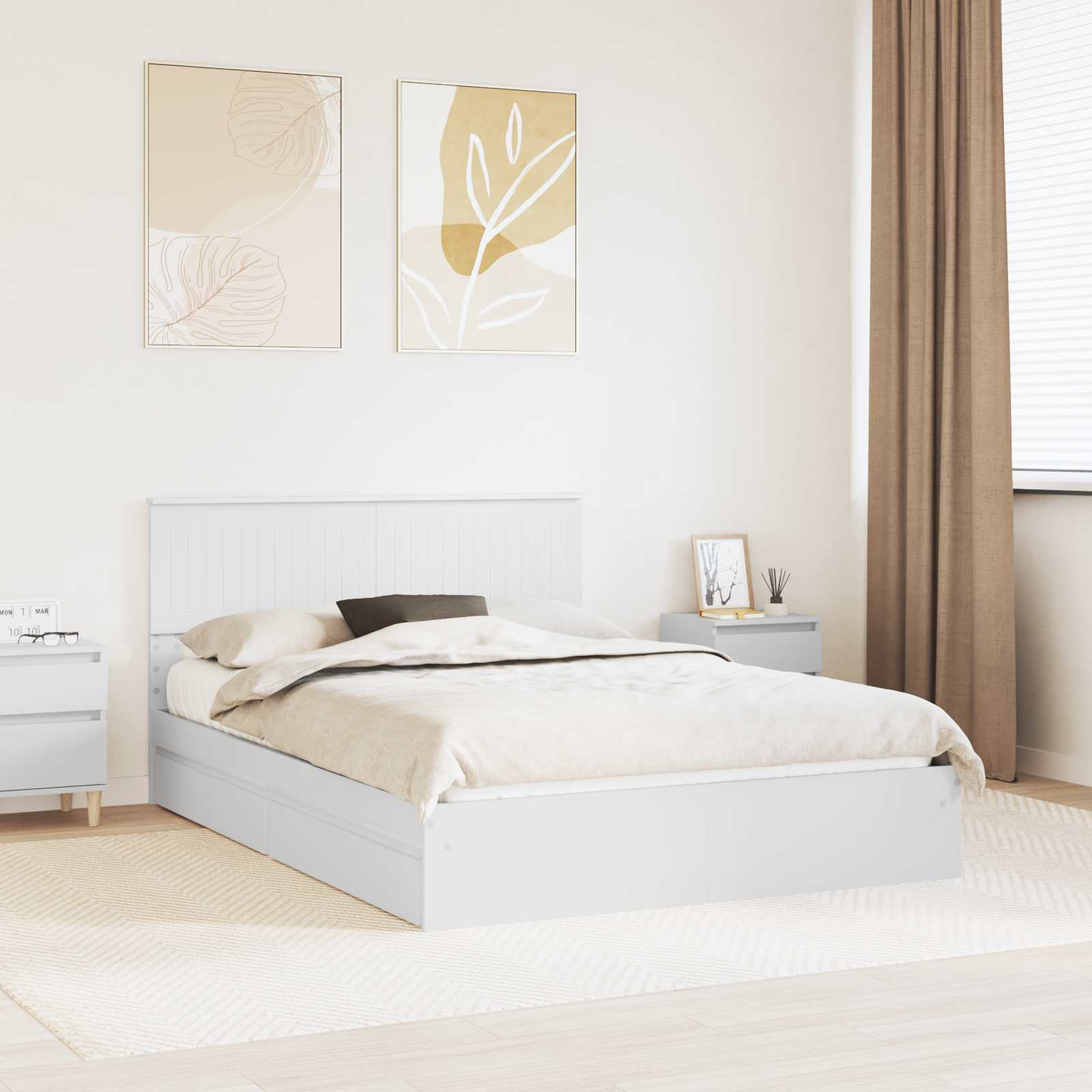 Krevet s od storage Bijelo 140 x 200 cm Konstruirano drvo