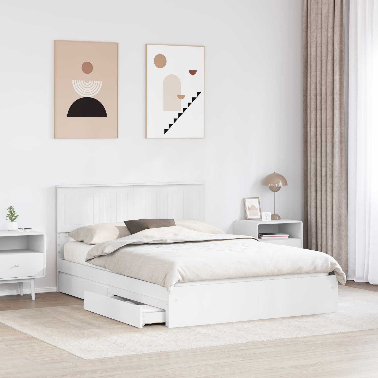 Krevet s od storage Bijelo 140 x 200 cm Konstruirano drvo