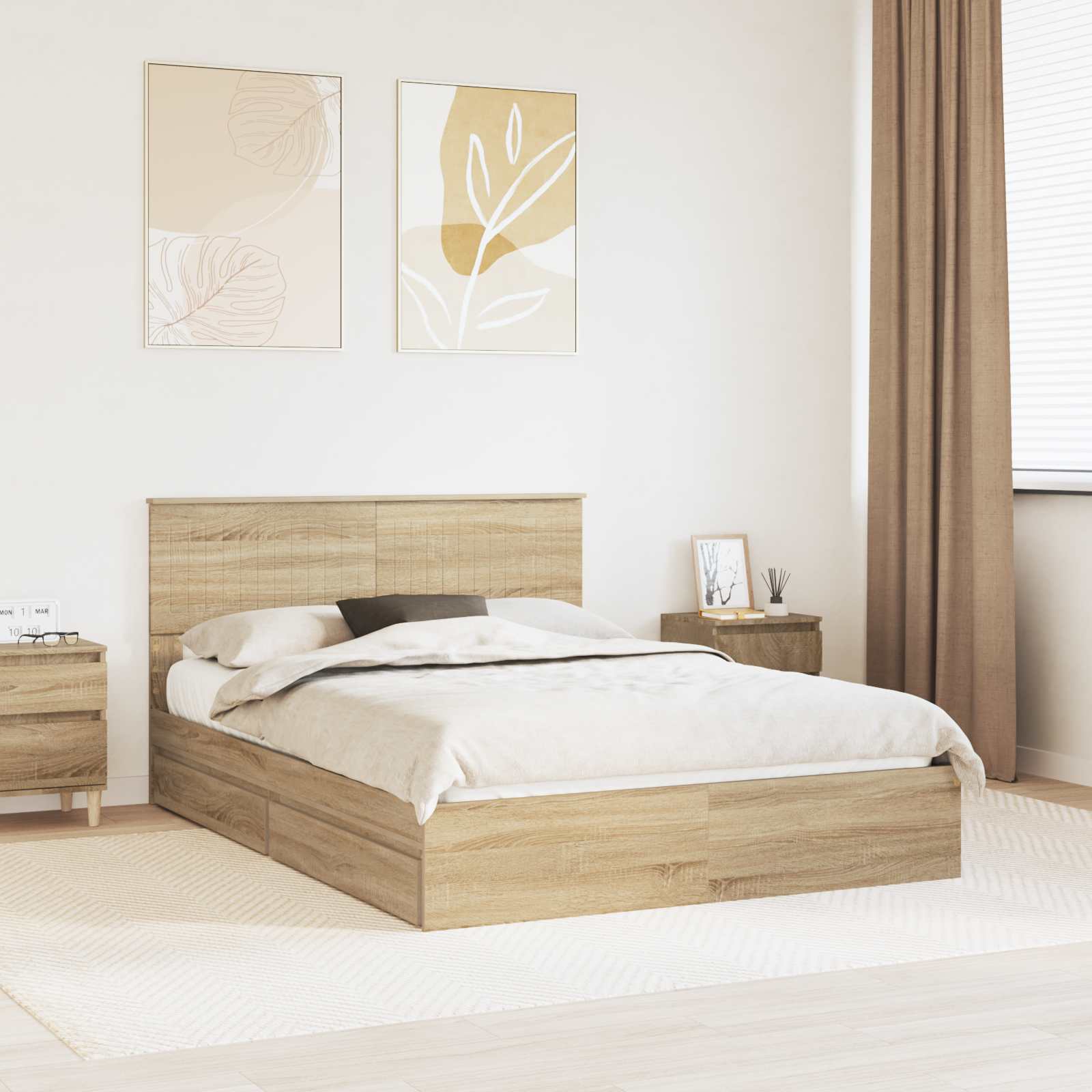 Krevet s od storage Sonoma hrast 135 x 190 cm Konstruirano drvo