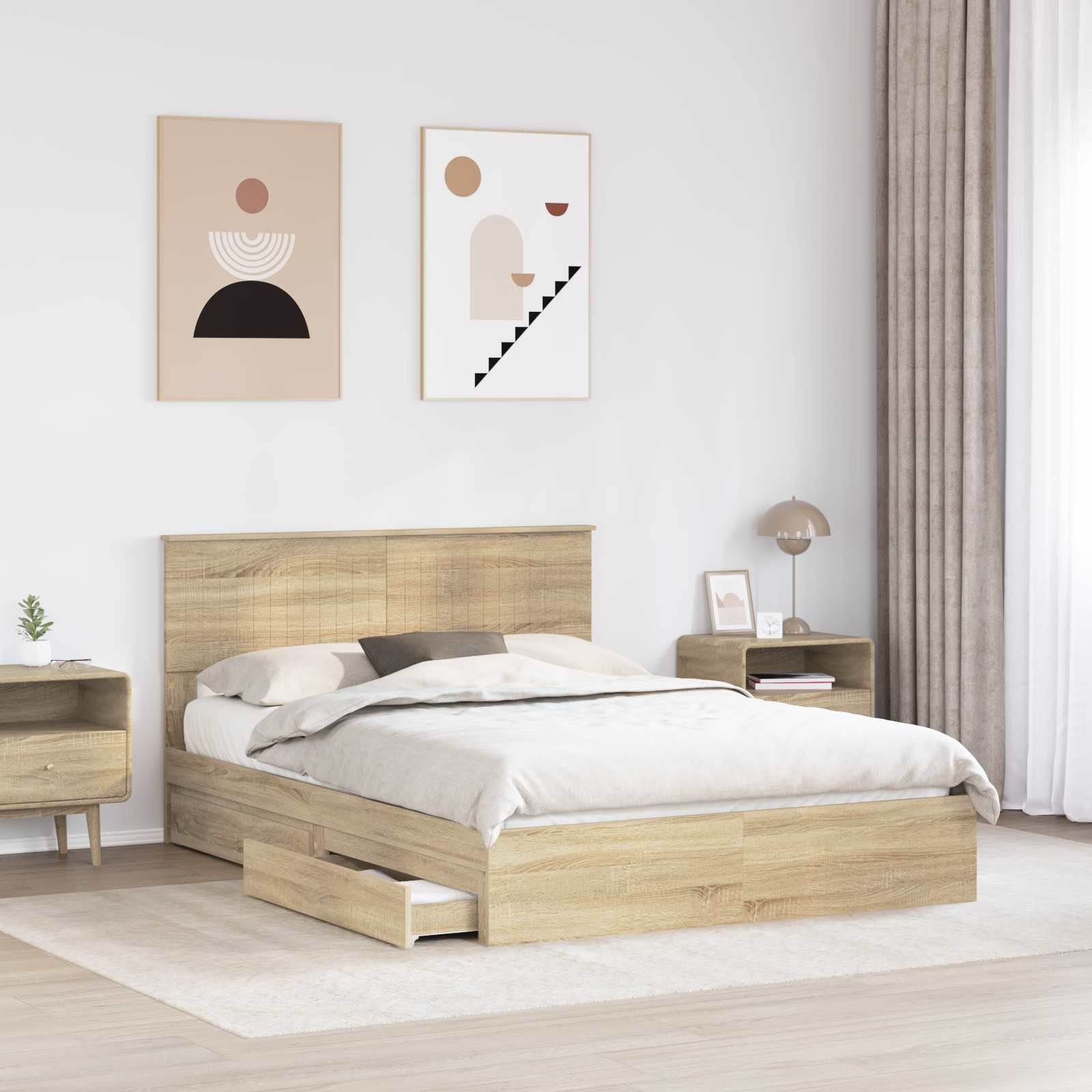 Krevet s od storage Sonoma hrast 135 x 190 cm Konstruirano drvo