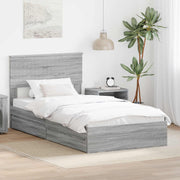 Krevet s od storage Siva Sonoma 100 x 200 cm Konstruirano drvo