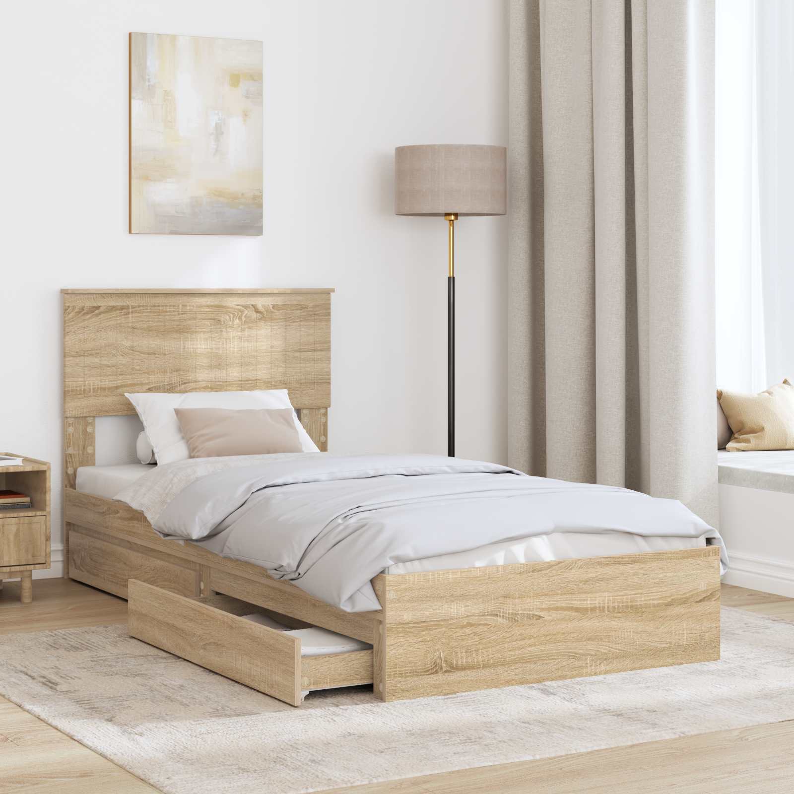 Krevet s od storage Sonoma hrast 90 x 200 cm Konstruirano drvo