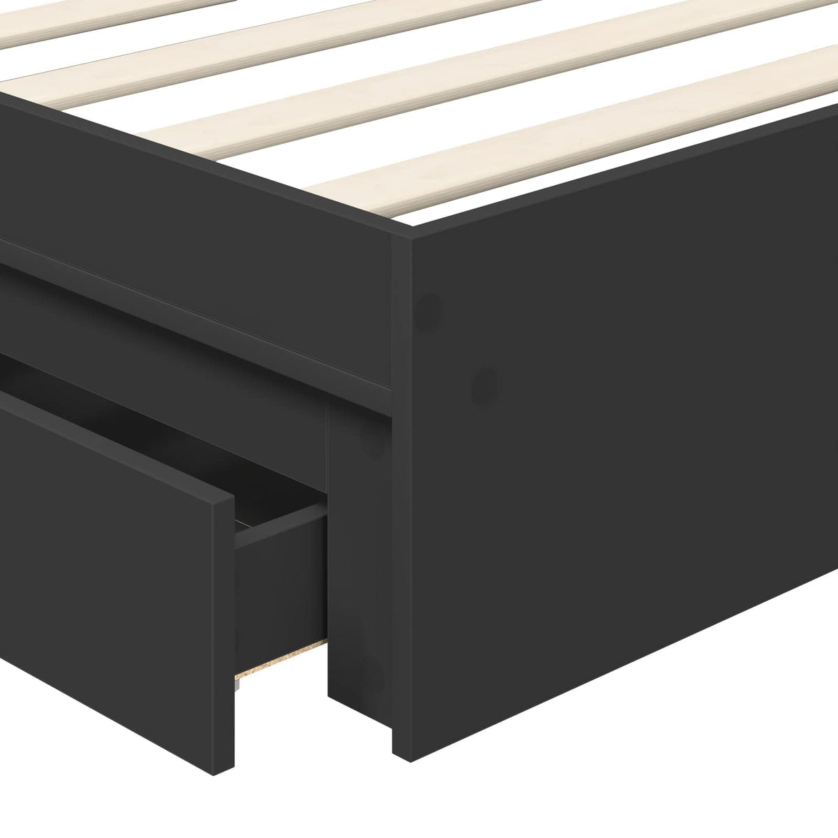 Krevet s od storage Crna 90 x 190 cm Konstruirano drvo