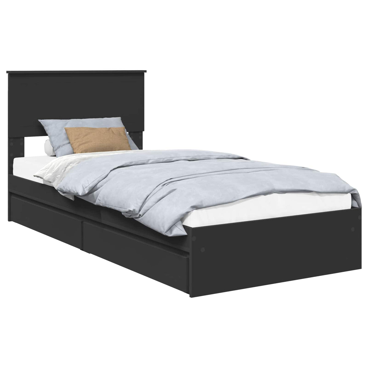 Krevet s od storage Crna 90 x 190 cm Konstruirano drvo
