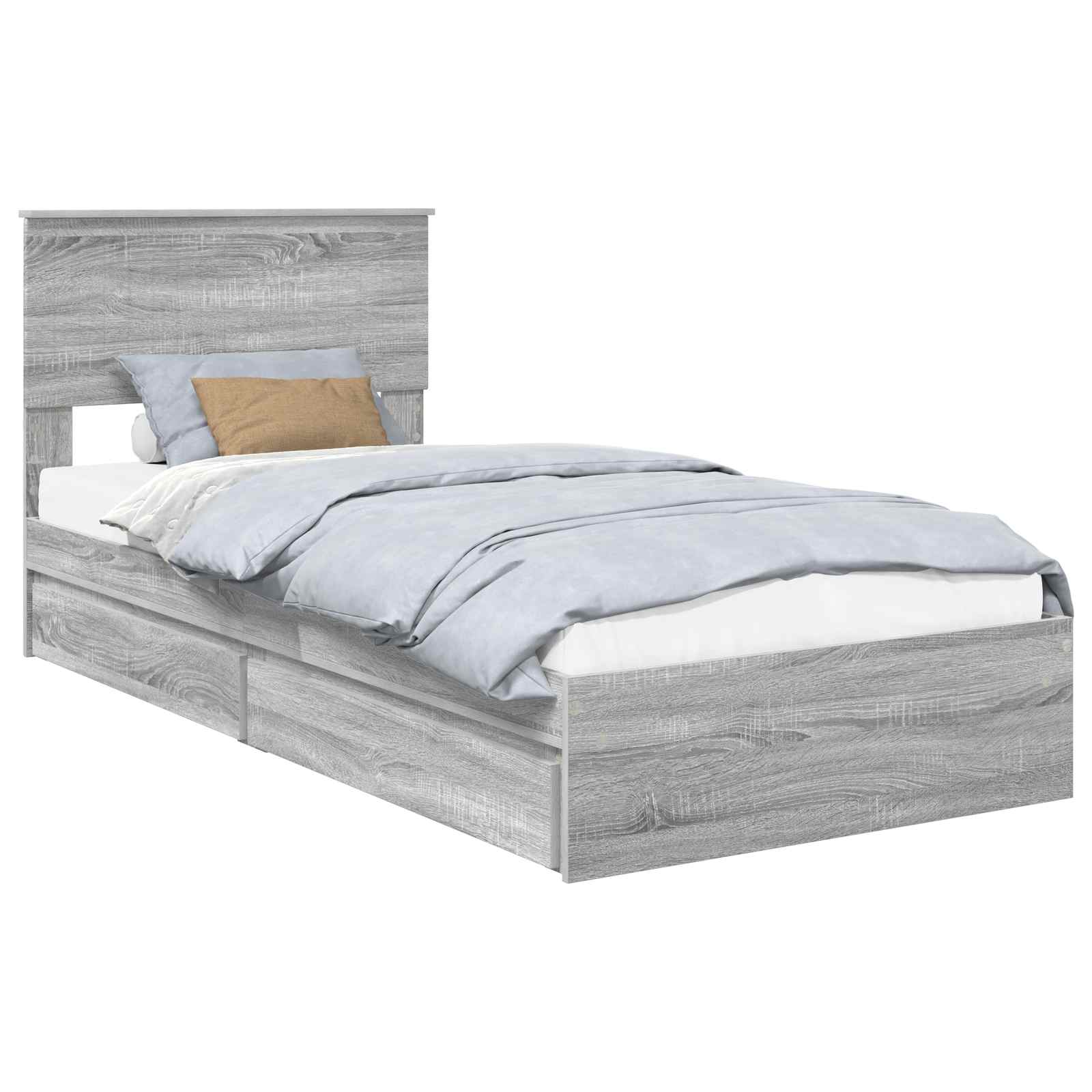 Krevet s od storage Siva Sonoma 90 x 190 cm Konstruirano drvo