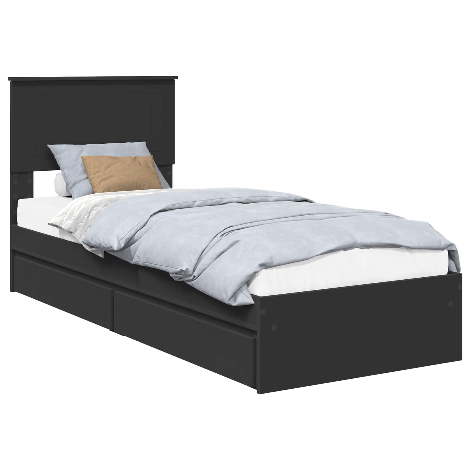 Krevet s od storage Crna 75 x 190 cm Konstruirano drvo