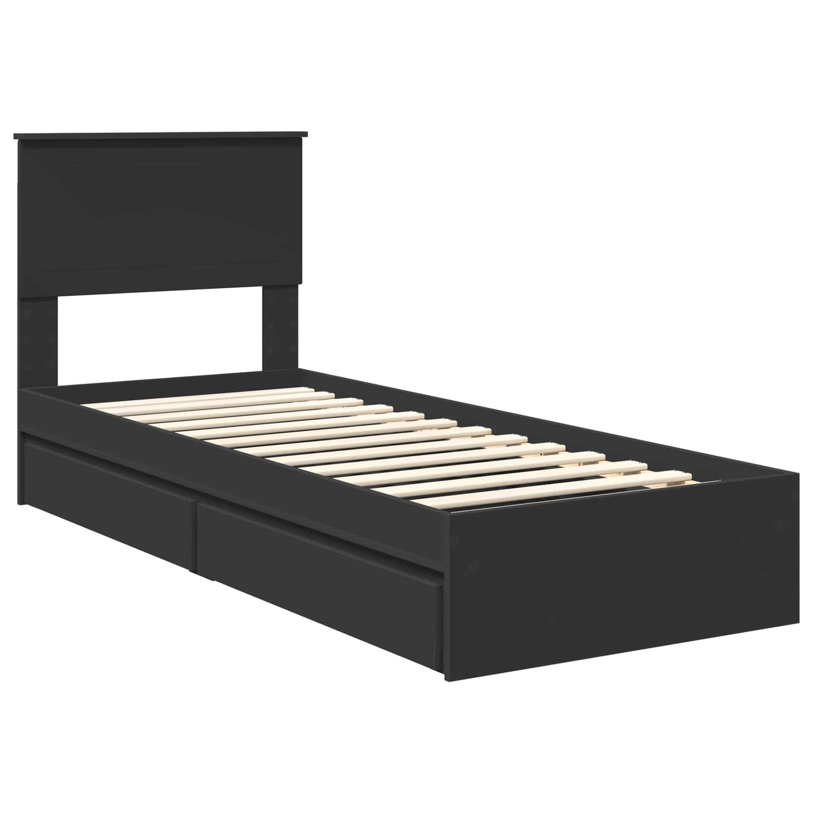 Krevet s od storage Crna 75 x 190 cm Konstruirano drvo