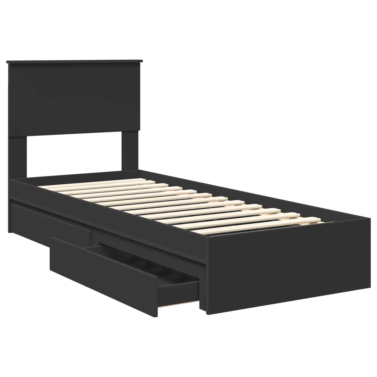Krevet s od storage Crna 75 x 190 cm Konstruirano drvo