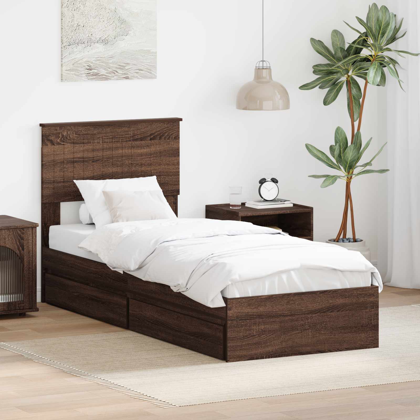 Krevet s od storage Smeđi hrast 75 x 190 cm Konstruirano drvo