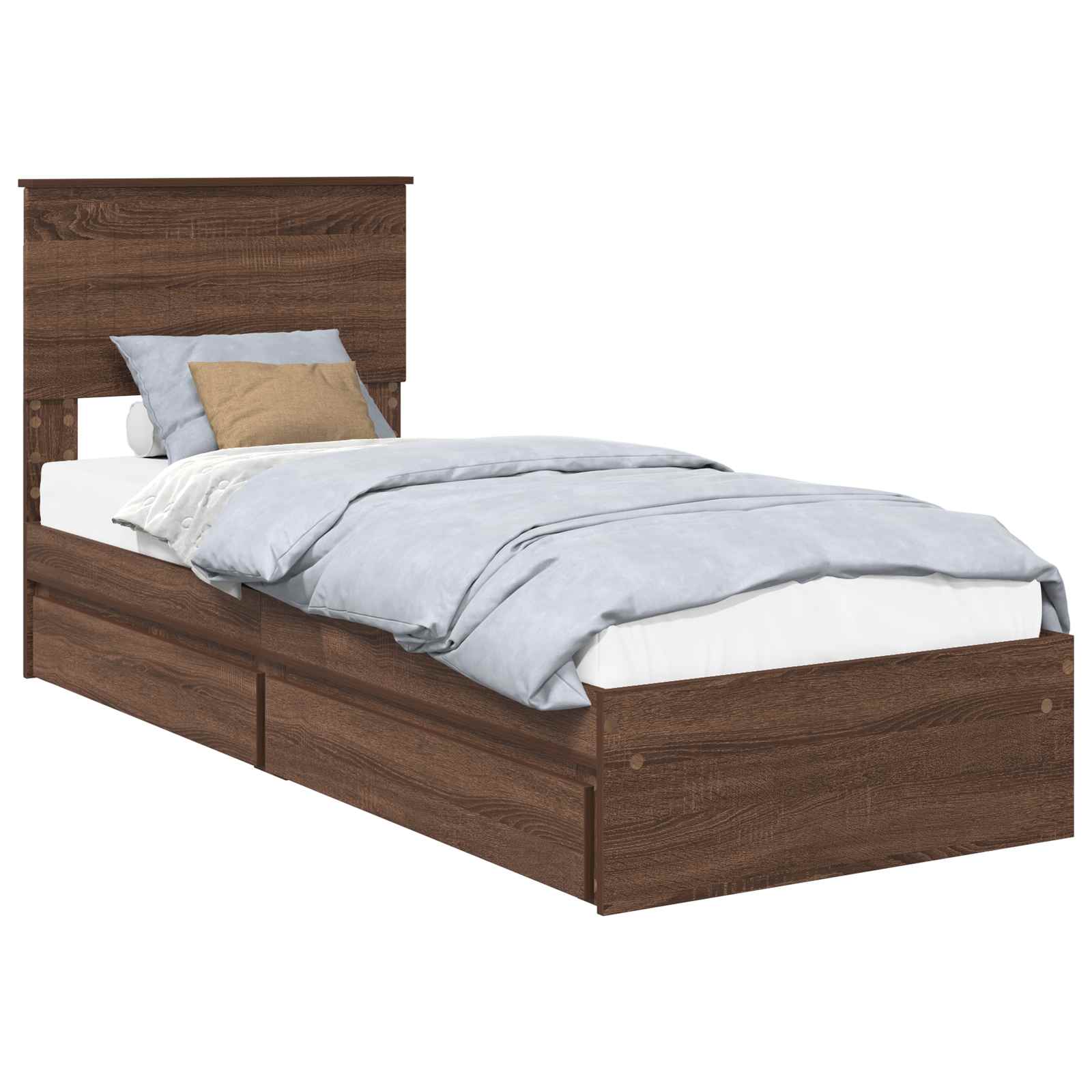 Krevet s od storage Smeđi hrast 75 x 190 cm Konstruirano drvo