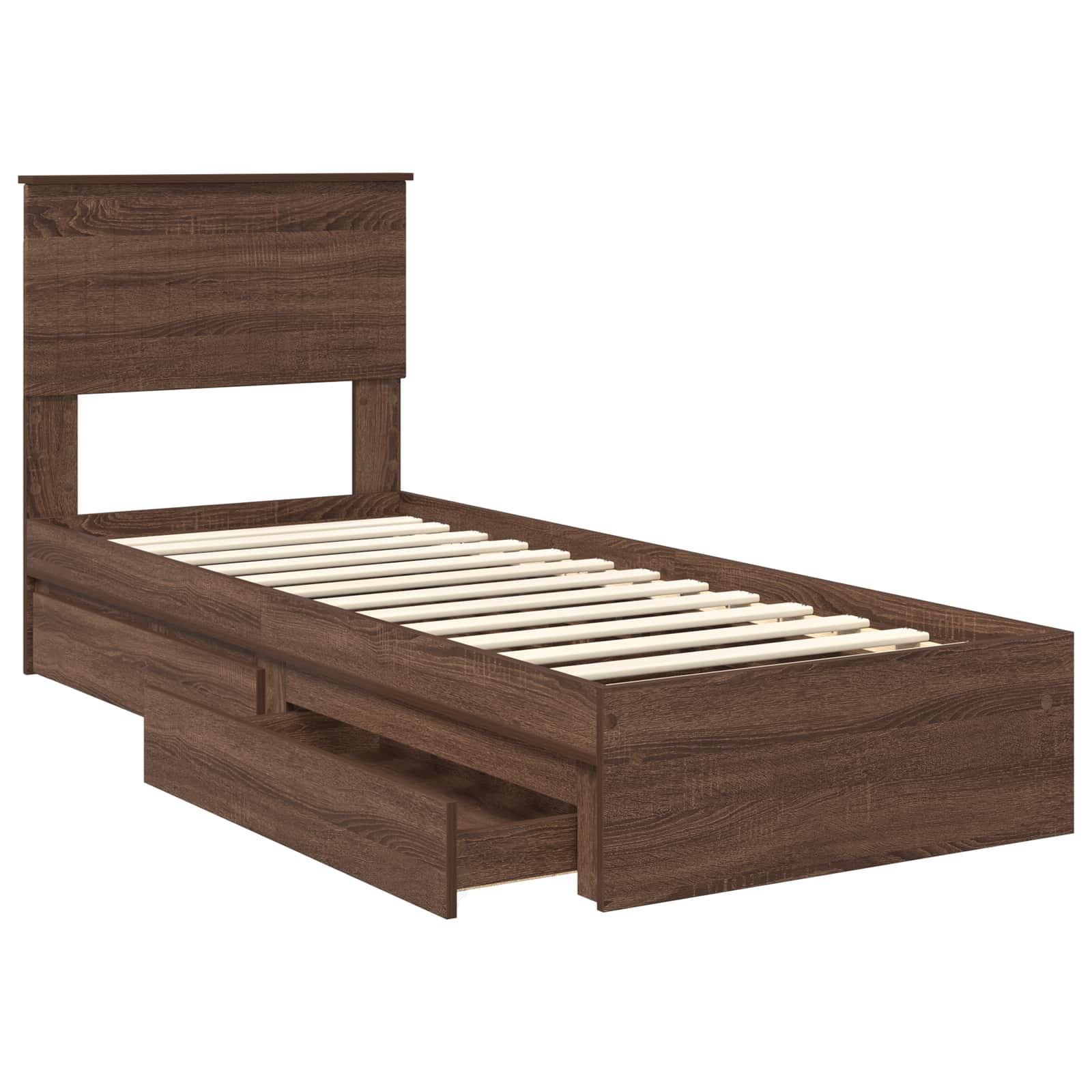 Krevet s od storage Smeđi hrast 75 x 190 cm Konstruirano drvo