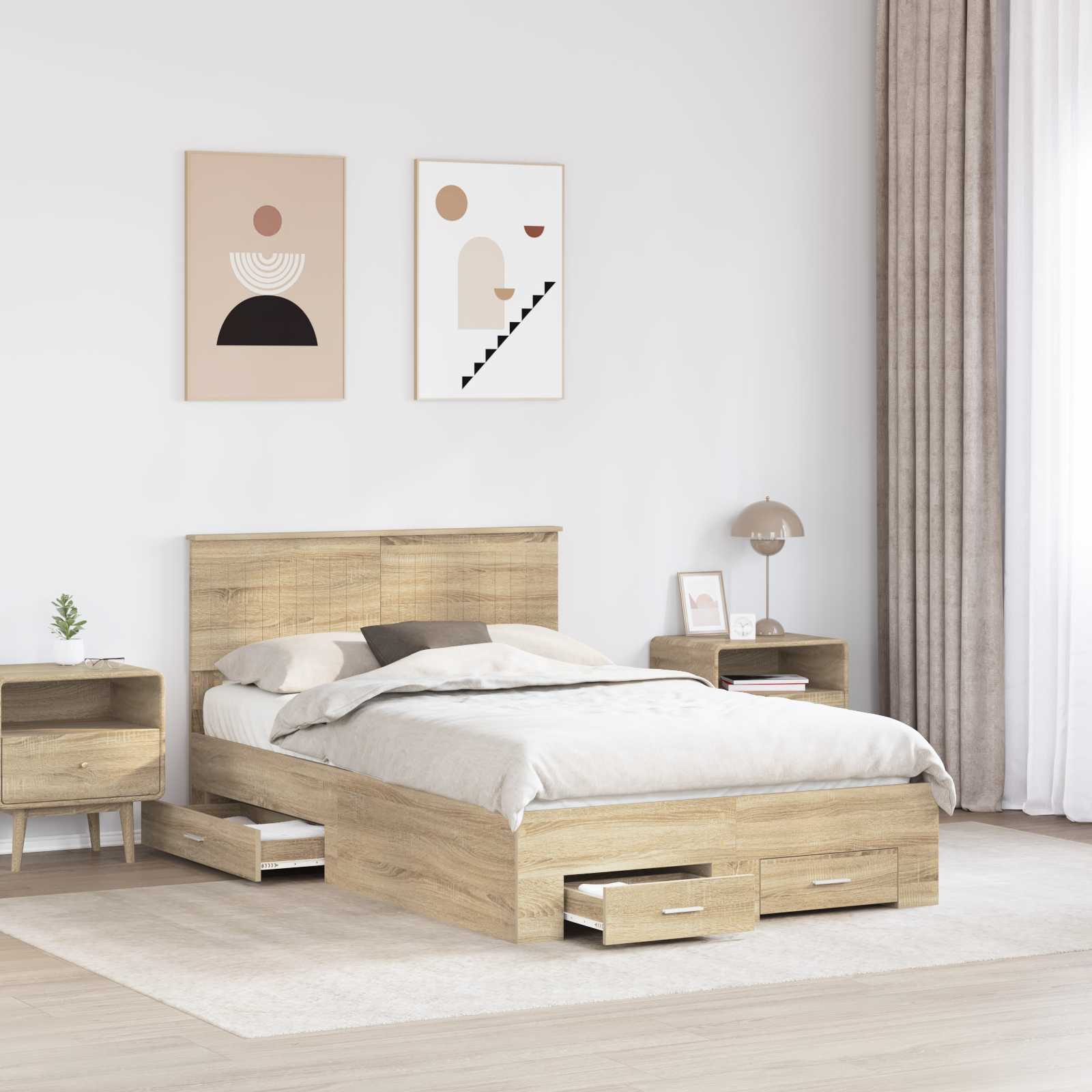 Krevetna konstrukcija s ladicama Hrast sonoma 120 x 200 cm
