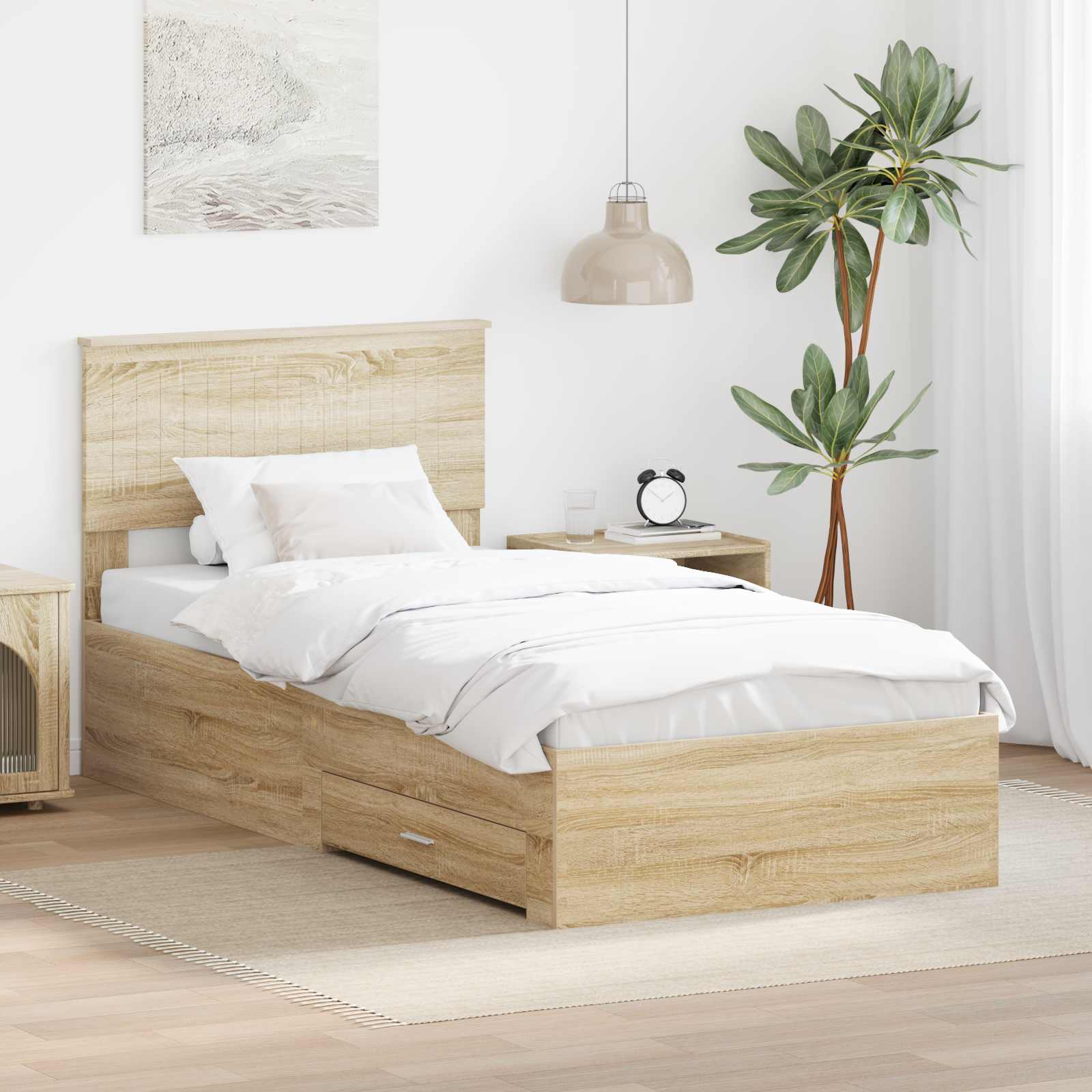Krevetna konstrukcija s ladicama Hrast sonoma 90 x 200 cm