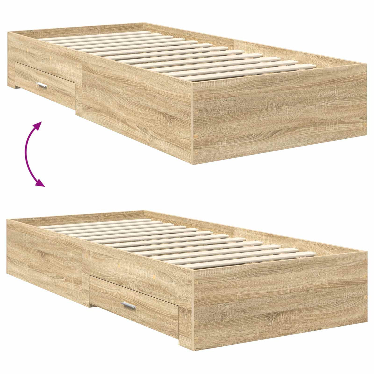 Krevetna konstrukcija s ladicama Hrast sonoma 90 x 200 cm