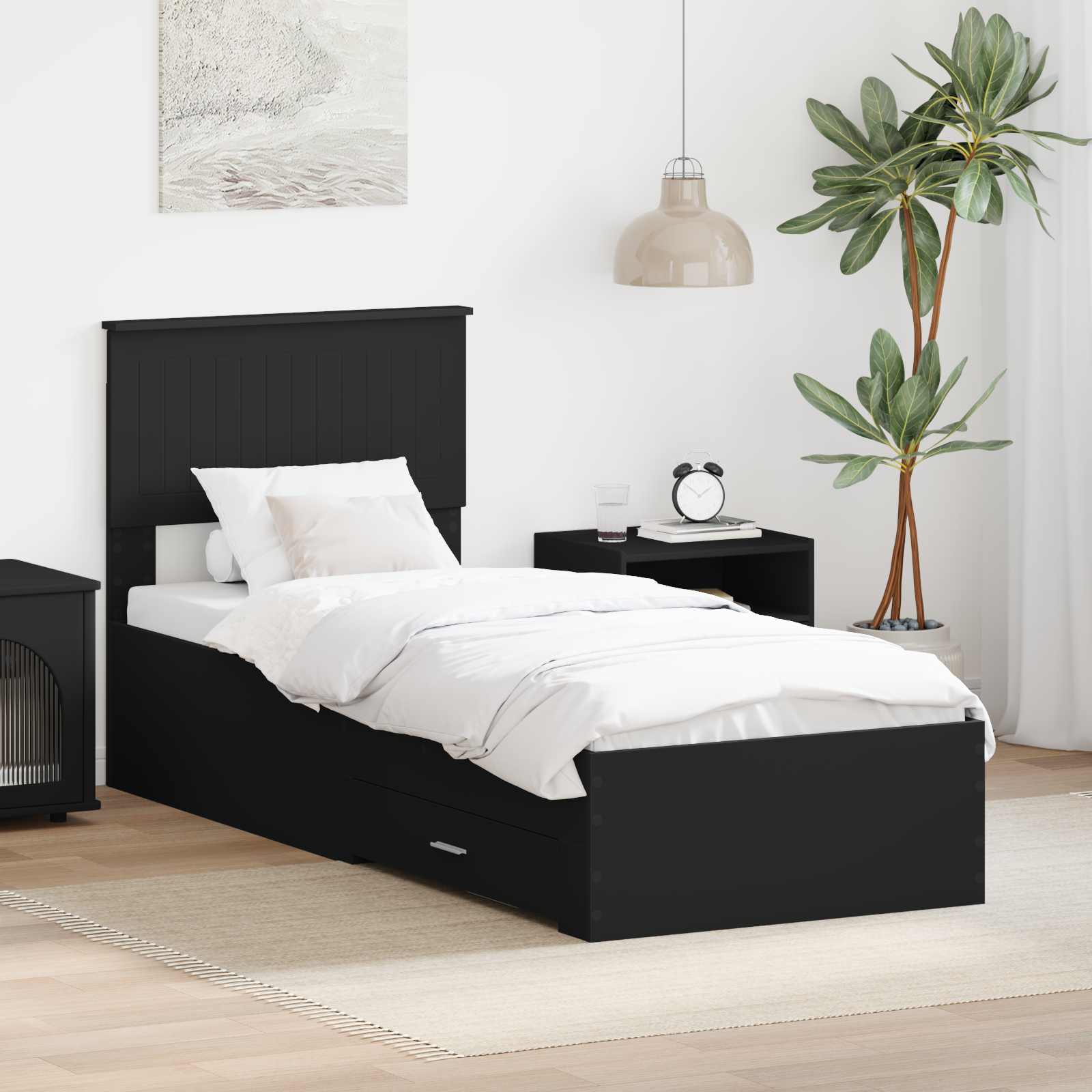 Krevetna konstrukcija s ladicama Crna i srebrna 75 x 190 cm