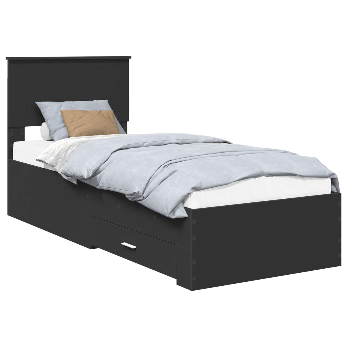 Krevetna konstrukcija s ladicama Crna i srebrna 75 x 190 cm