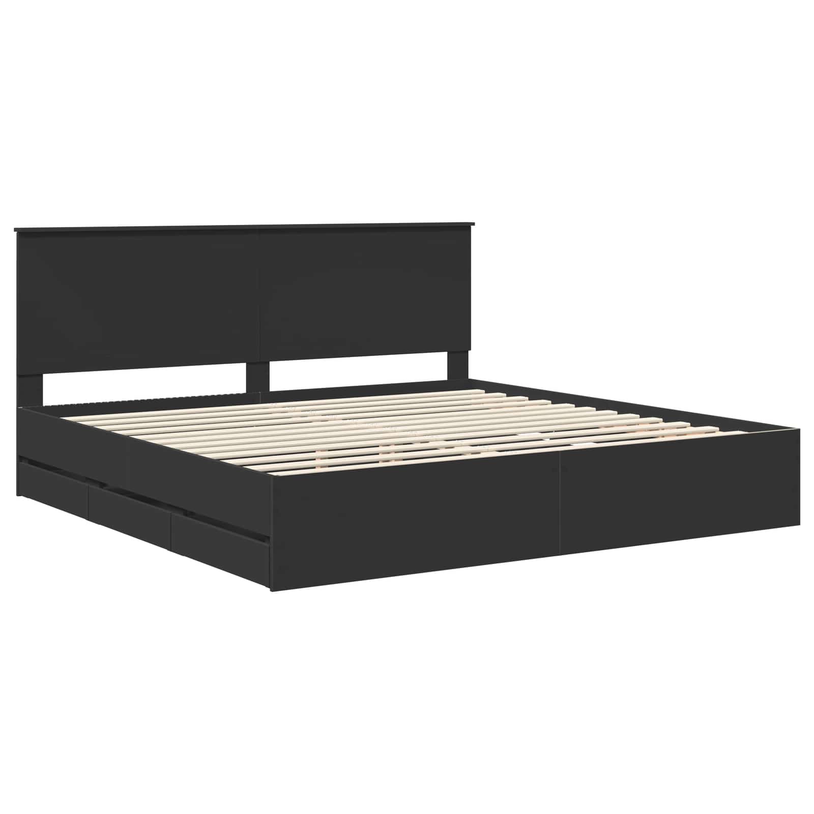Krevetna konstrukcija Crna 200 x 200 cm Inženjersko Drvo