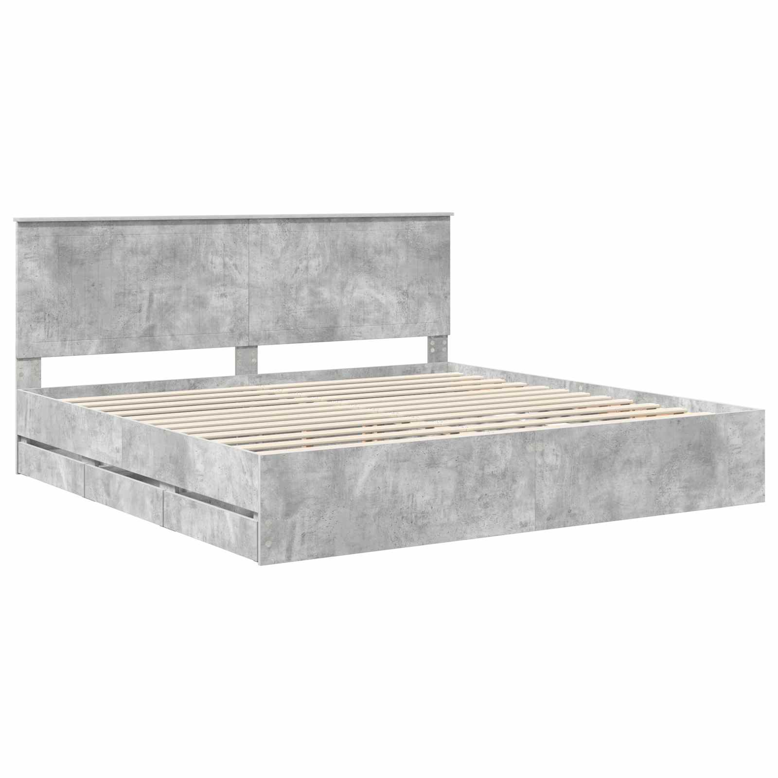 Krevetna konstrukcija s ladicama Betonski sivi 200 x 200 cm