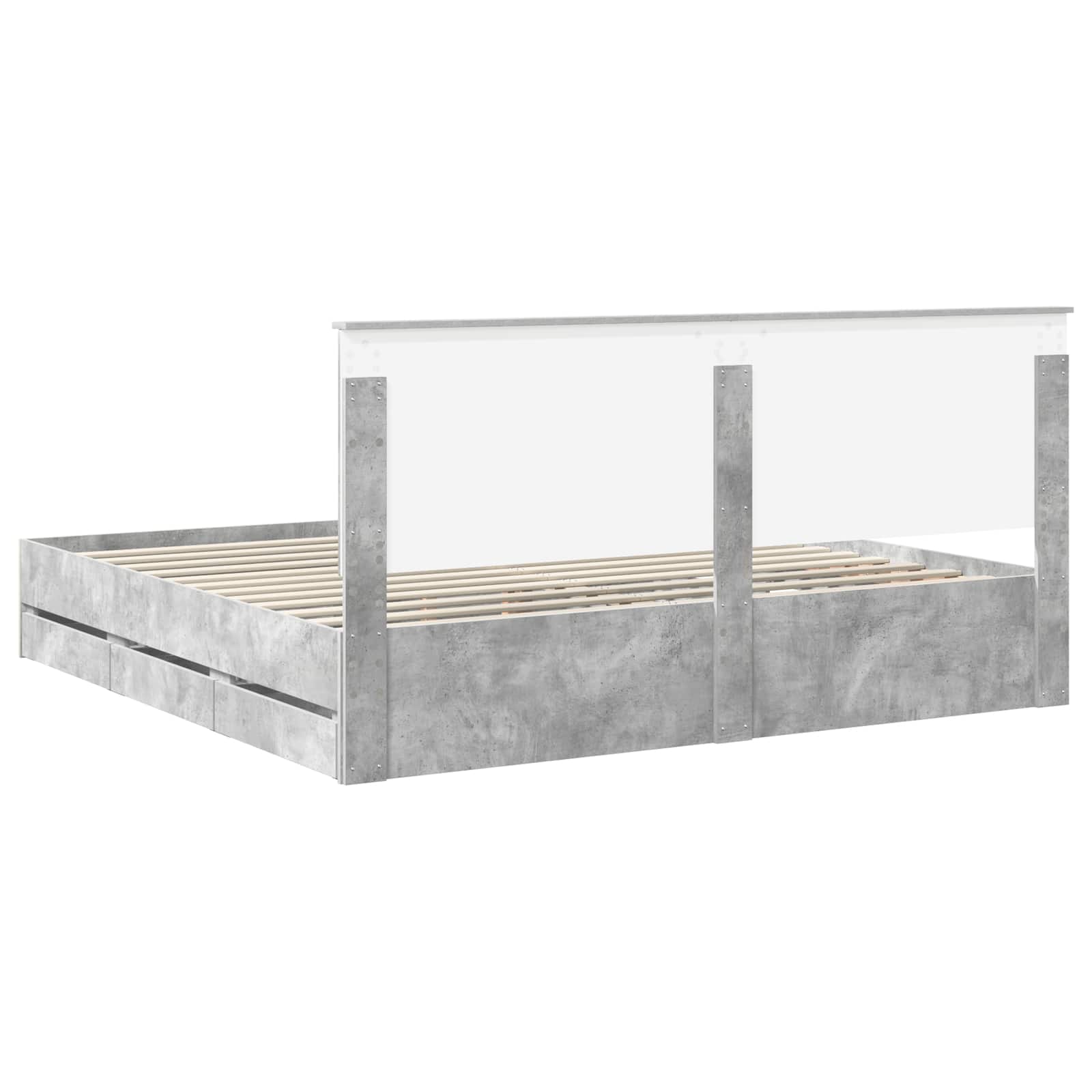 Krevetna konstrukcija s ladicama Betonski sivi 200 x 200 cm