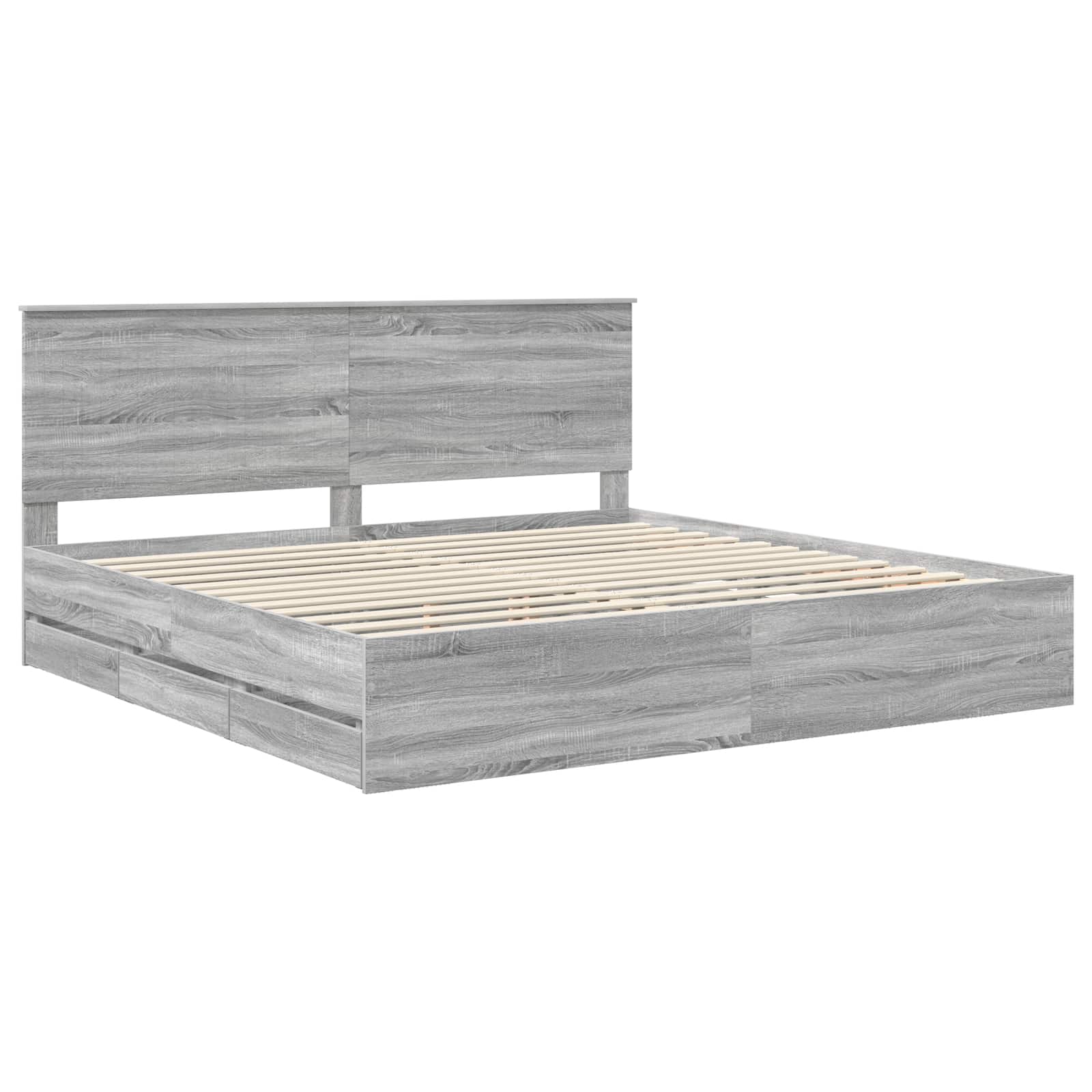 Krevetna konstrukcija Siva Sonoma 200 x 200 cm Inženjersko Drvo