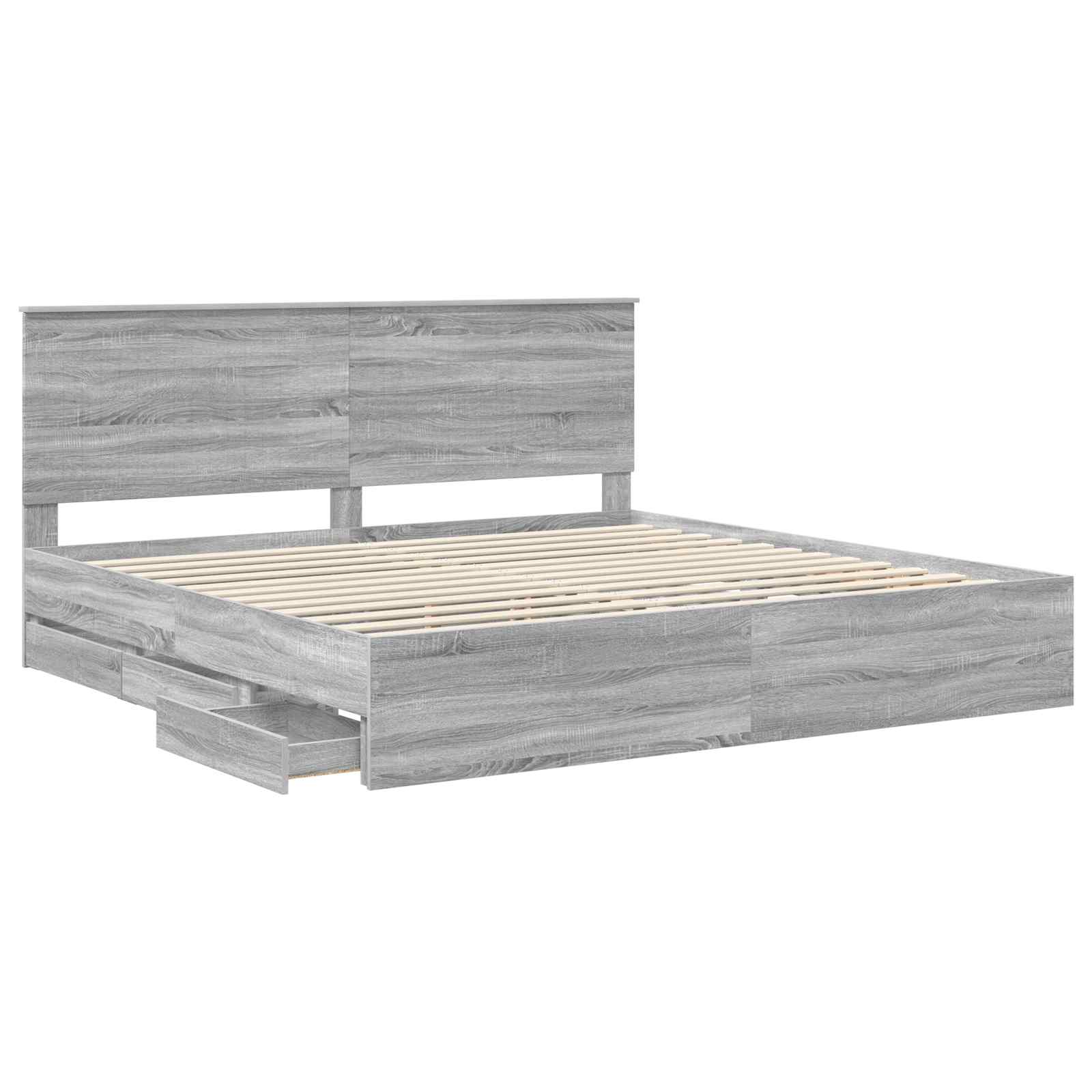 Krevetna konstrukcija Siva Sonoma 200 x 200 cm Inženjersko Drvo