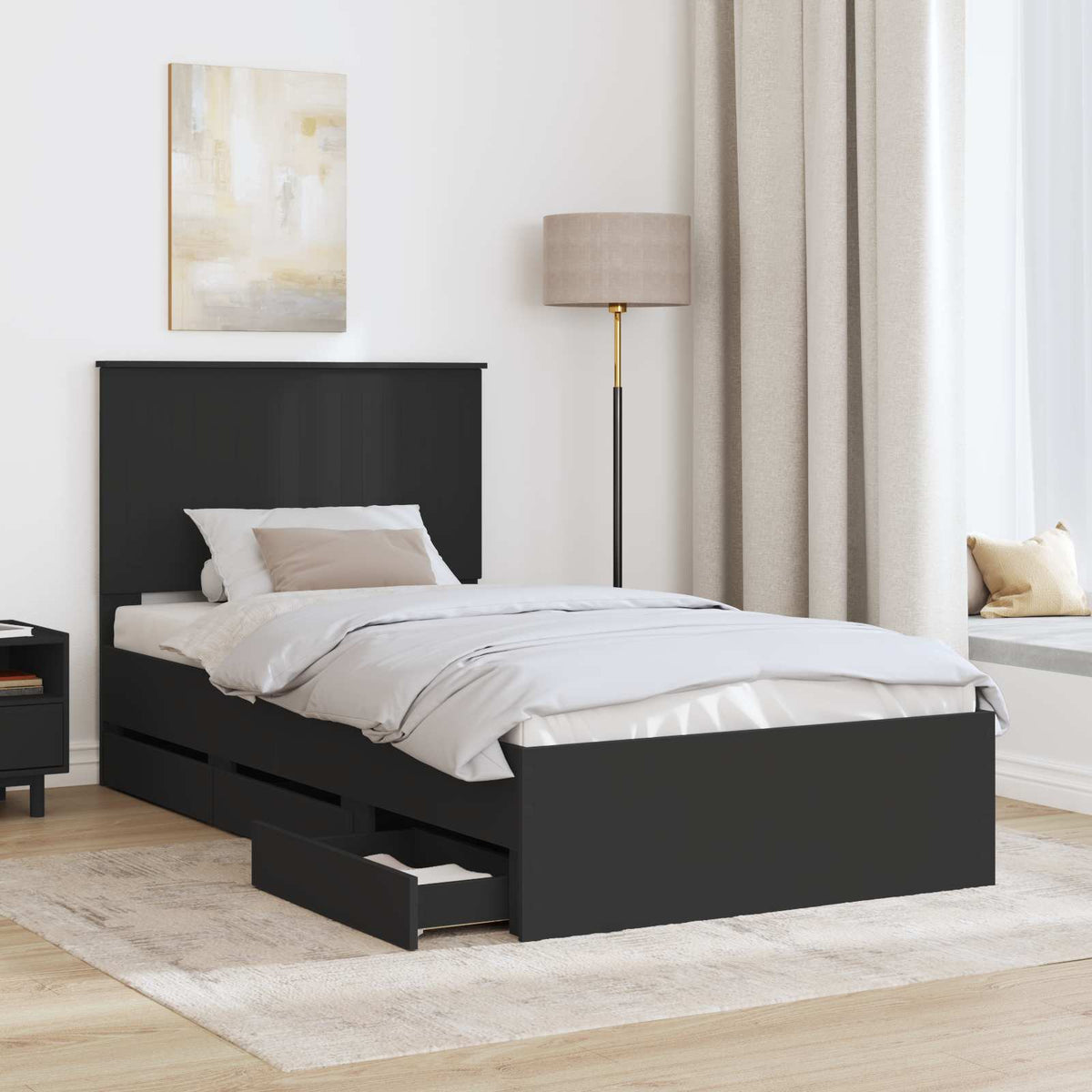 Krevetna konstrukcija Crna 100 x 200 cm Inženjersko Drvo
