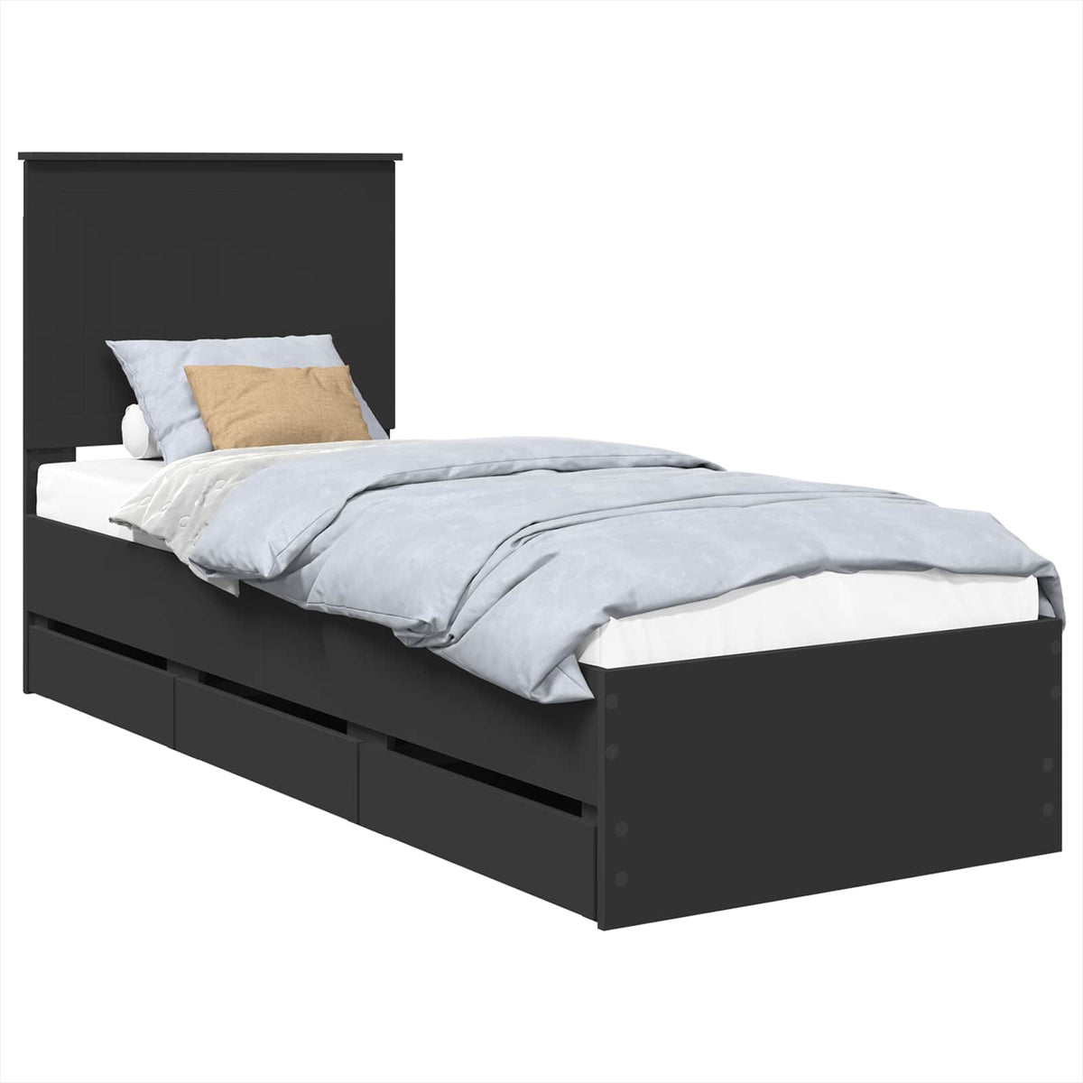 Krevetna konstrukcija Crna 75 x 190 cm Inženjersko Drvo